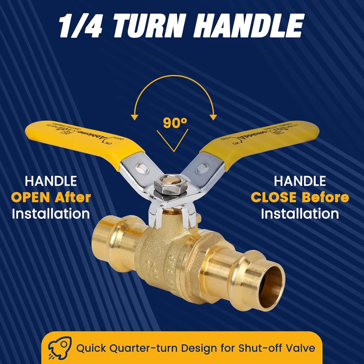 10PCS 1/2" Press Propress Ball Valve with EPDM O-Ring 1/4-Turn Full Port Shut Off Stop Valve for Copper Tubing Connection