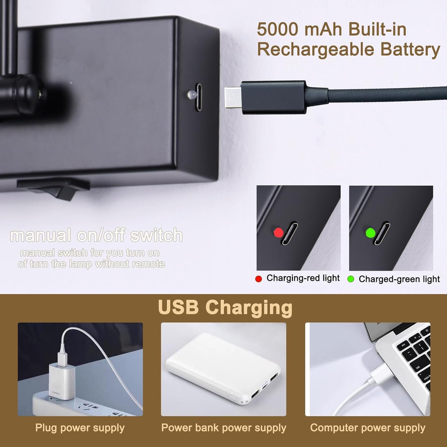 Battery Operated Picture Light with Remote 16” Black Art Light for Painting Dimmable & Timer Wireless Gallery Lights 3CCT Frame lighting Rechargeable Wall Lights for Artwork Potrait Dartboard