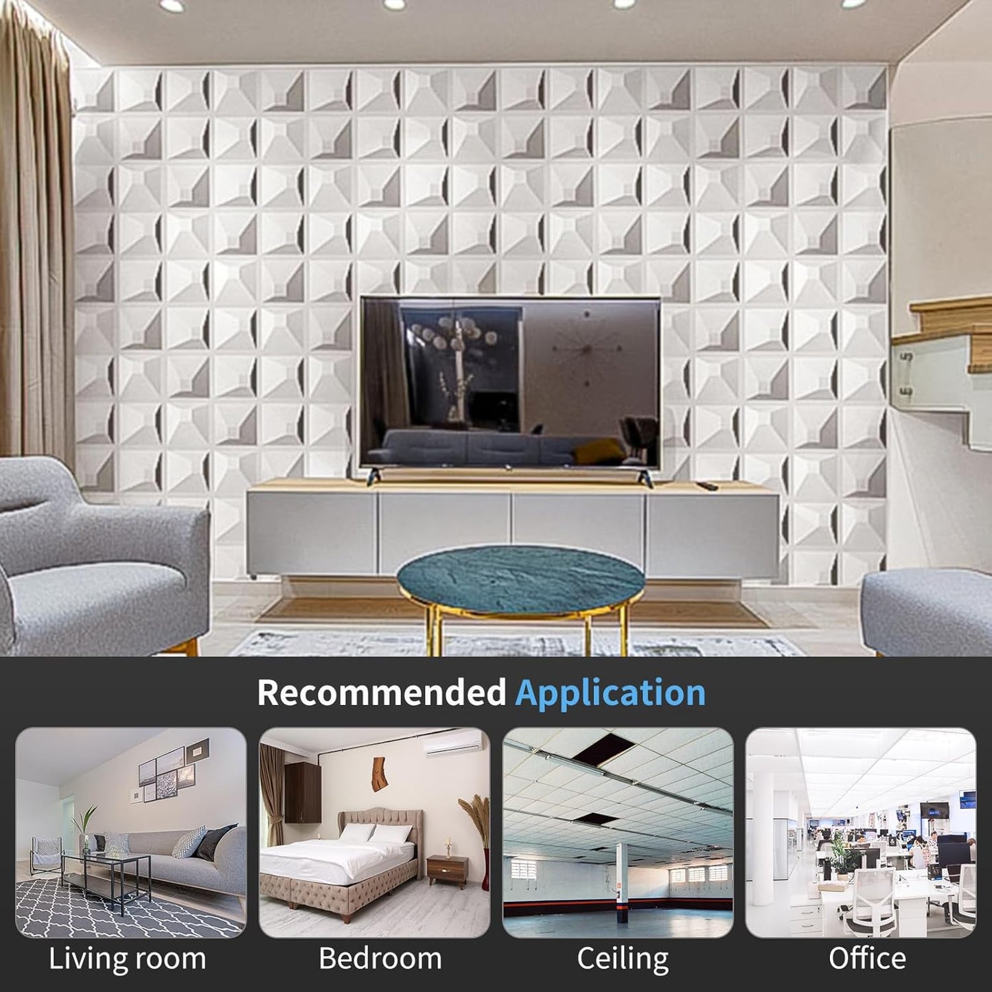 Art3d Decorative 3D Wall Panel, 32 Sq.FT PVC Interior Wall Decor for Living Room, Bedroom, Lobby, Office, Shopping Mall, White