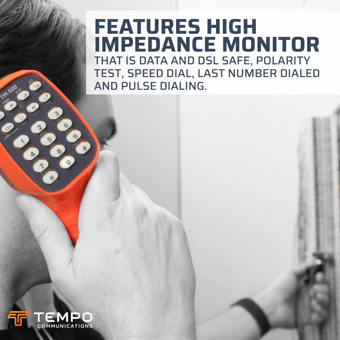 TEMPO Communications TM-500 Telephone Test Set, DSL-Compatible Lineman's Butt Set w/Headset, Tone and Pulse Dialing, ABN Bed of Nails & Spike Alligator Clips (TM-500)