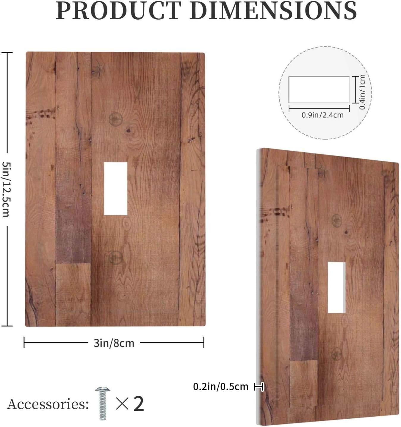 Rustic Brown Dark Wood Texture Printing Decorative Light Switch Cover 1 Gang Single Toggle Device Electrical Faceplate Switchplates Decorator Outlet Wall Plate For Farmhouse Cabin Decor