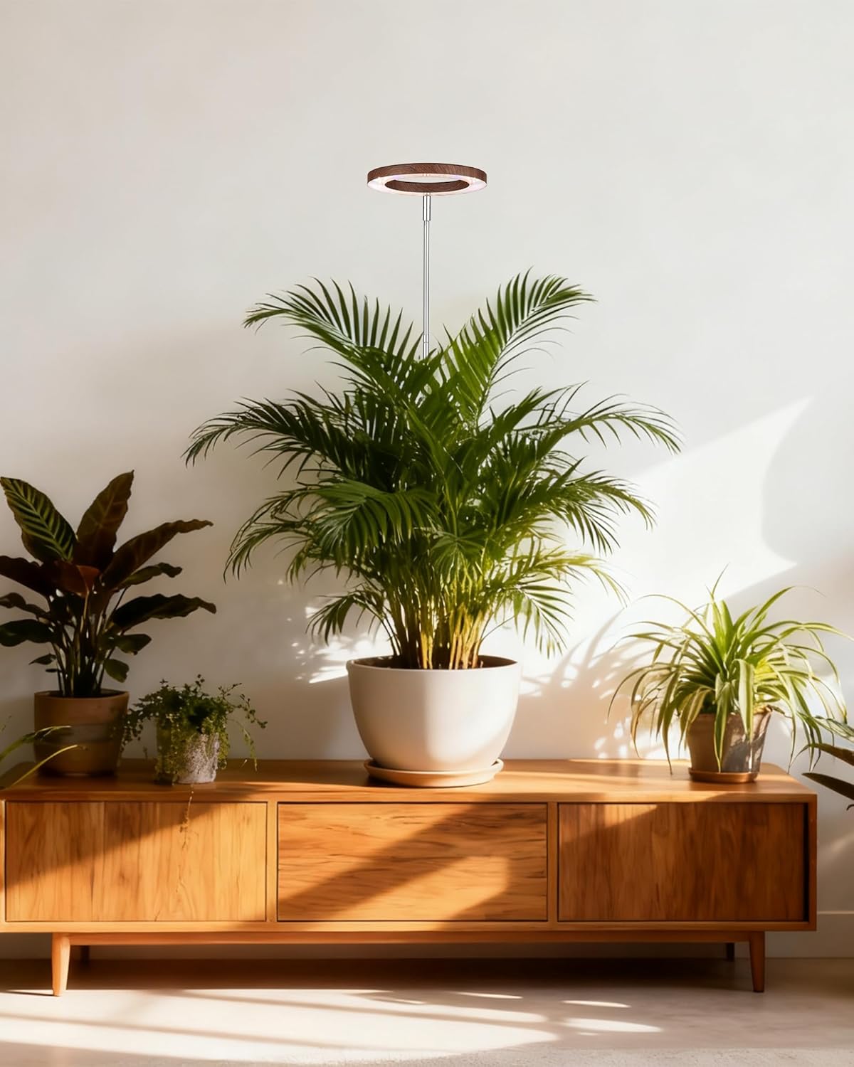 yadoker Plant Grow Light,LED Growing Light Full Spectrum for Indoor Plants,Aluminum Walnut Wood Grain Plant Lights,Height Adjustable, Automatic Timer, 5V Low Safe Voltage