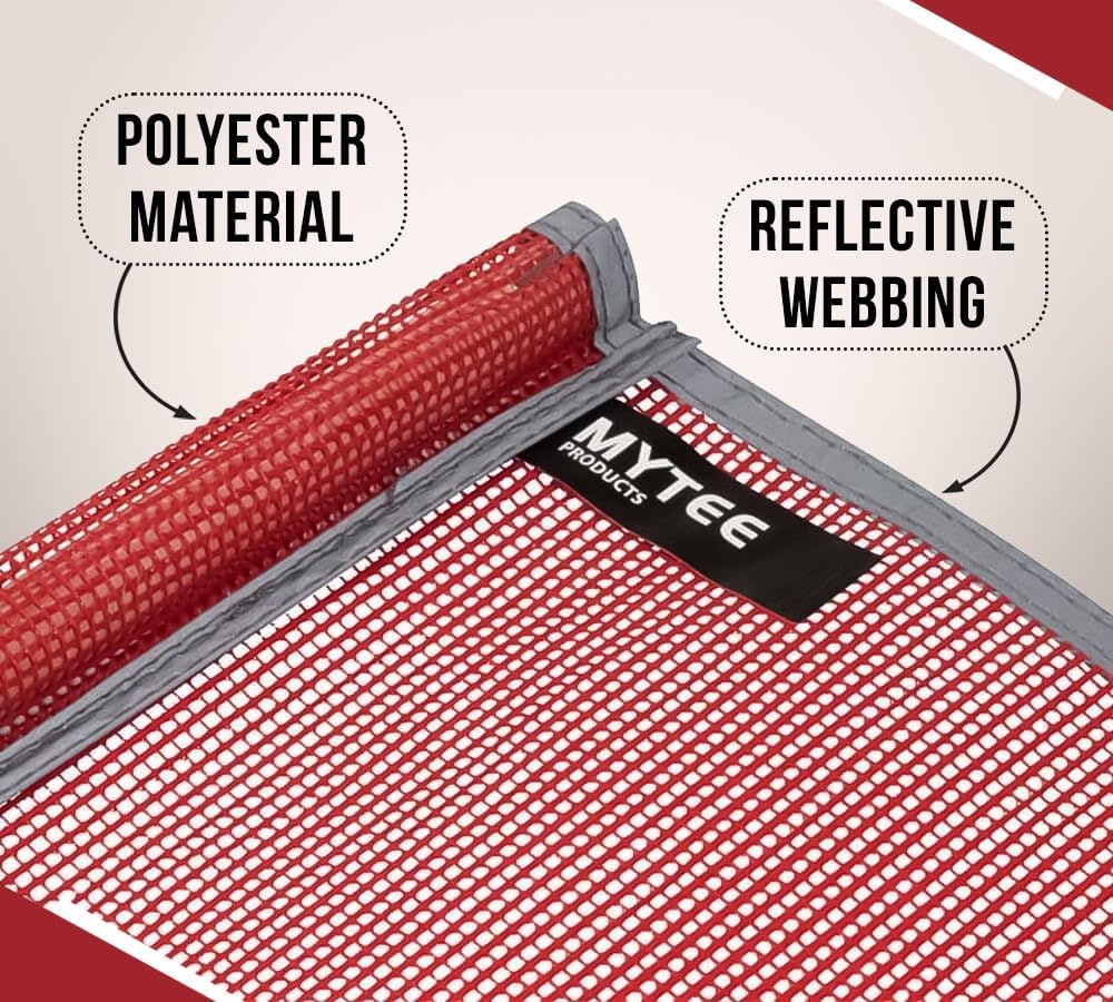 Mytee Products (8 Pack) 18"x18" Red Warning Flags for Trucks with Dowel & Reflective Webbing - High Visibility Vinyl Mesh Safety Flag DOT Compliant