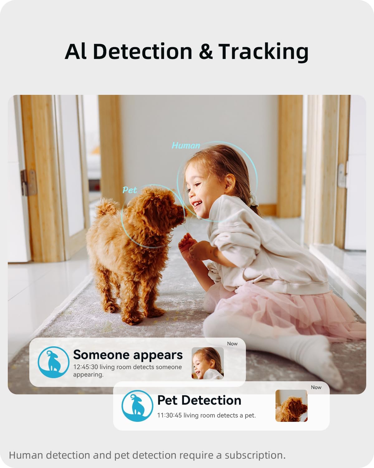 blurams Security Camera 2K, Baby Monitor Dog Camera 360-degree for Home Security (White + 64GB TF Card)
