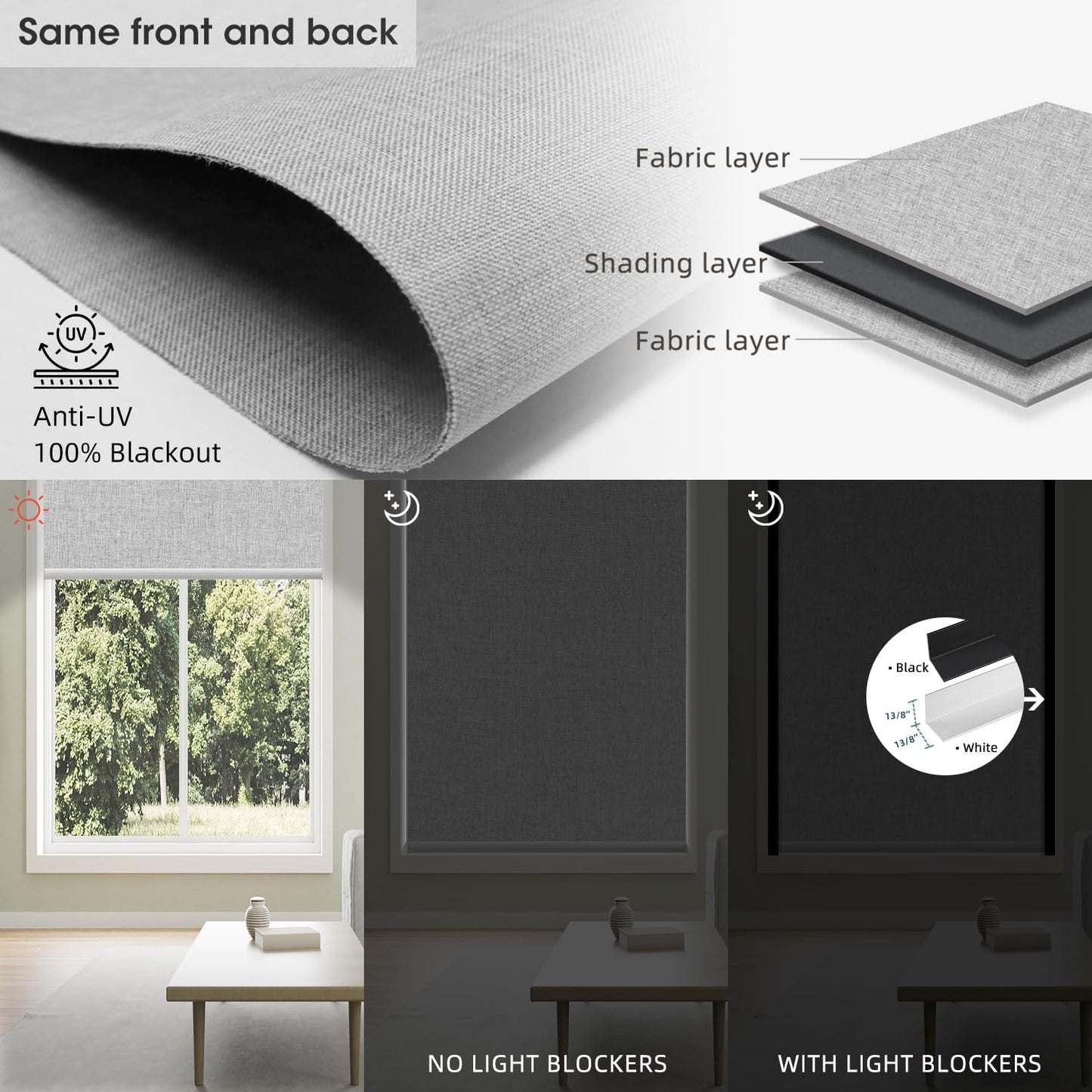 SmartWings Motorized Blinds Dual-Sided Cordless Smart Blackout Shades, Custom Size, Rechargeable Battery, Work with Matter/Apple HomeKit, Alexa, Thread/Zigbee, Remote Optional, Bouvardia Light Grey