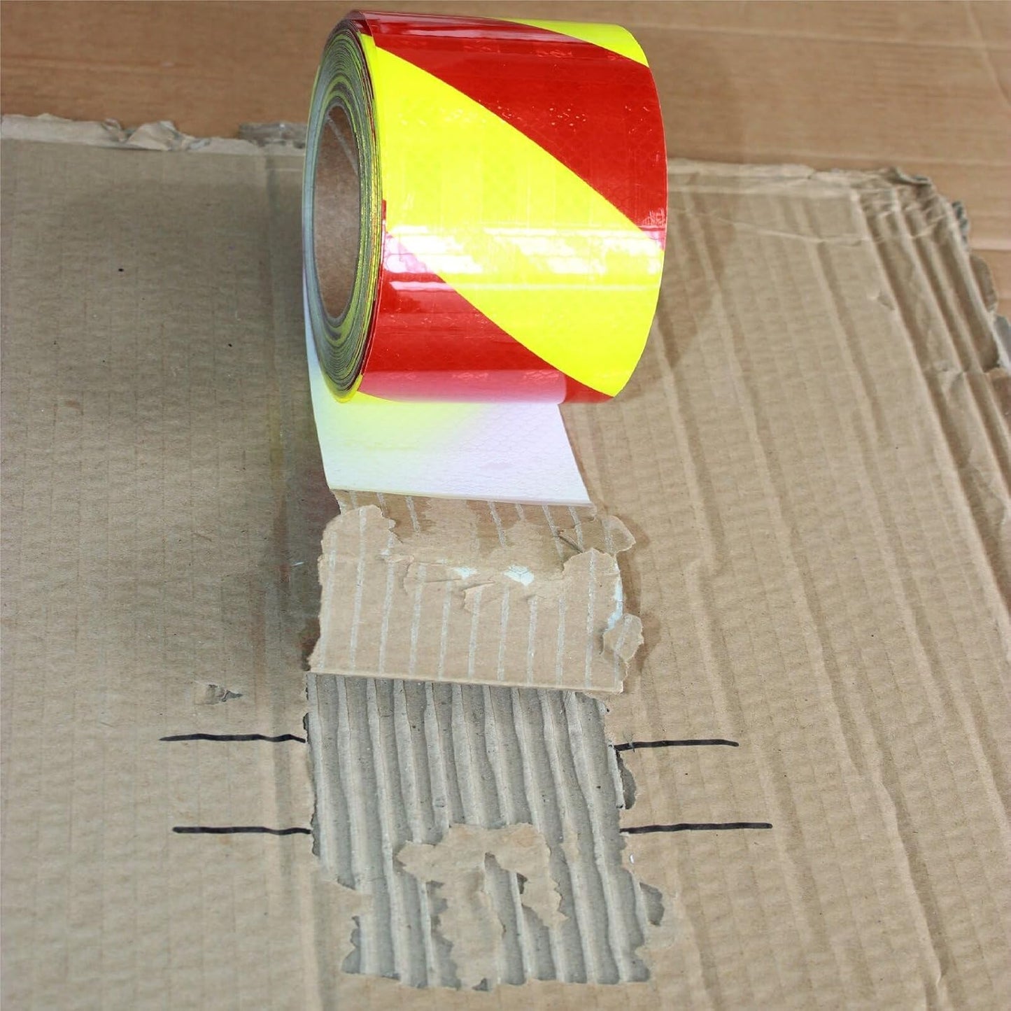 Non Fading Reflective Tape Outdoor Waterproof 4 inch Wide, High Visibility Warning Industrial Marking Tape, Safety Stickers (68 feet)