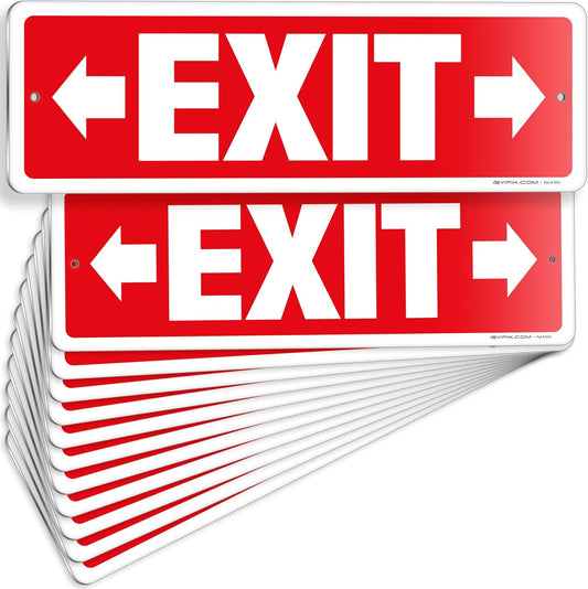 iSYFIX Exit Signs 12 Pack 12x4 Inch with Directional Right & Left Arrows - Rust Free Aluminum, Laminated for UV, Weather, Scratch Resistance - Ideal for Offices, Schools, Theaters, Restaurants