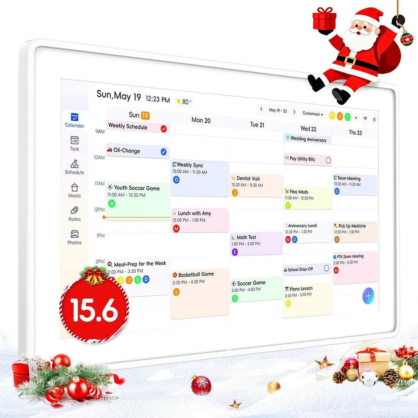 Digital Calendar, 15.6 Inch Wall Planner Electronic Calendar & Chore Chart, Smart Touchscreen Interactive Display for Family Schedules, Great for Organizing Your Routines, Wall & Desk Mountable White