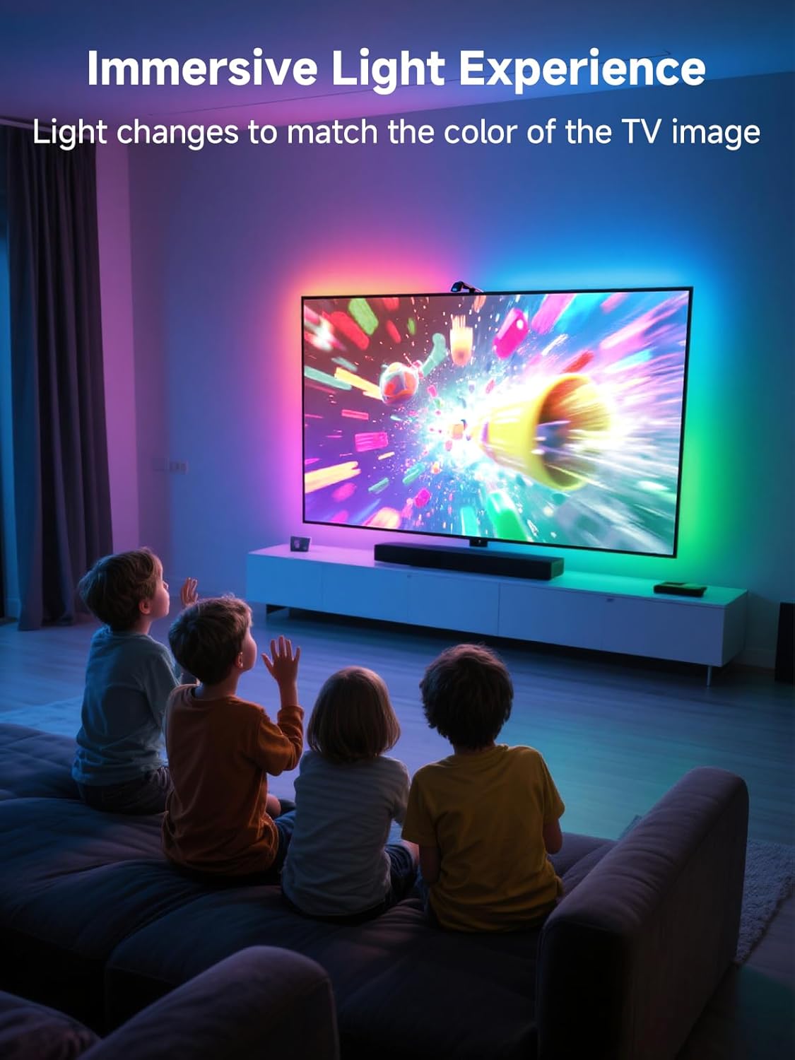 GIPOYENT TV LED Backlights with Camera, 10.5FT RGB Lights That Change with for 32-50 InTV, Music Sync LED Light with Smart App Control - RGB Color Changing Light Strip for Bedroom