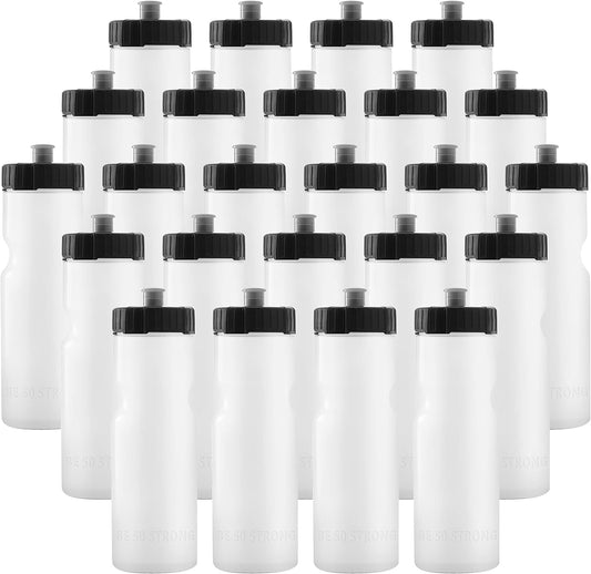 50 Strong Sports Water Bottles – Reusable 22 oz BPA-Free Plastic Bottles with Pull Top Cap – Made in USA – Top Rack Dishwasher Safe – Fits Most Bike Cages Brand