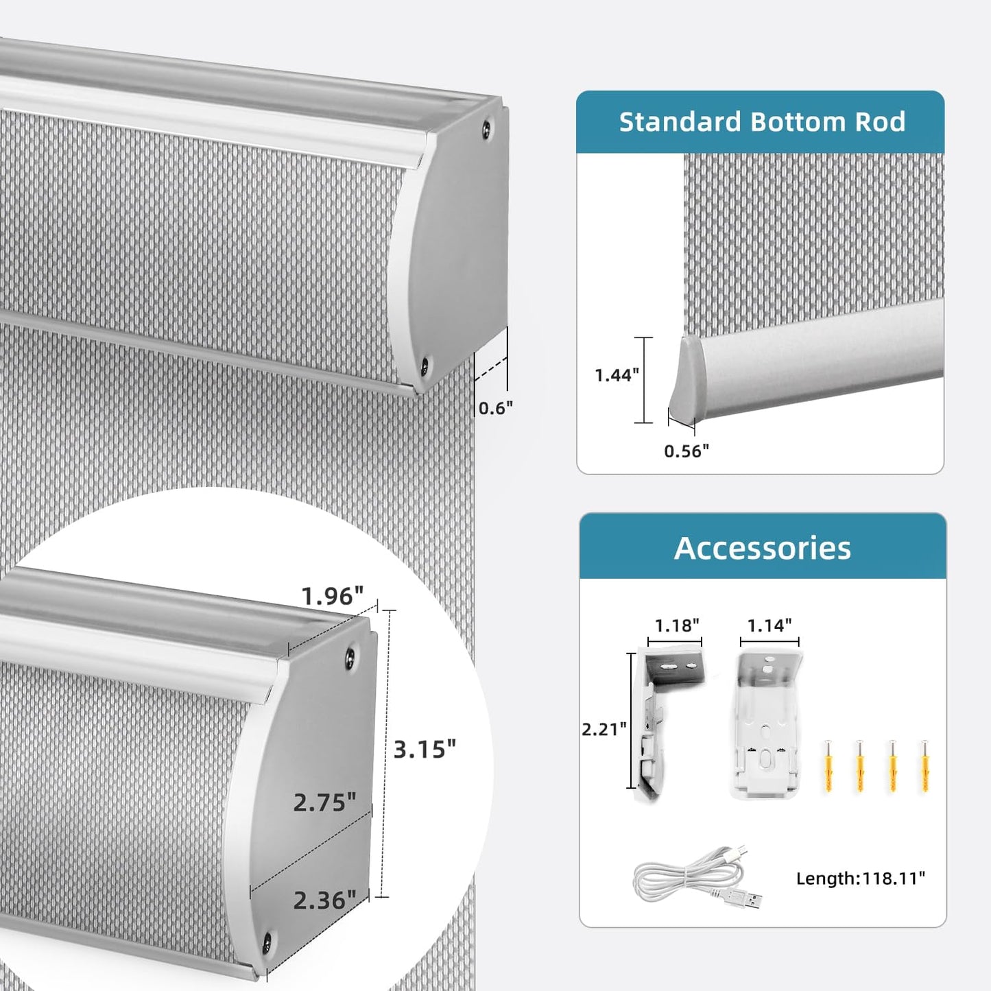 SmartWings Motorized Roller Shades 5% Openness Work with Homekit, Alexa SmartThings Google, Zigbee Motor Smart Blinds for Windows, Cordless Remote Window Shades, Rechargeable, Customized, White Grey