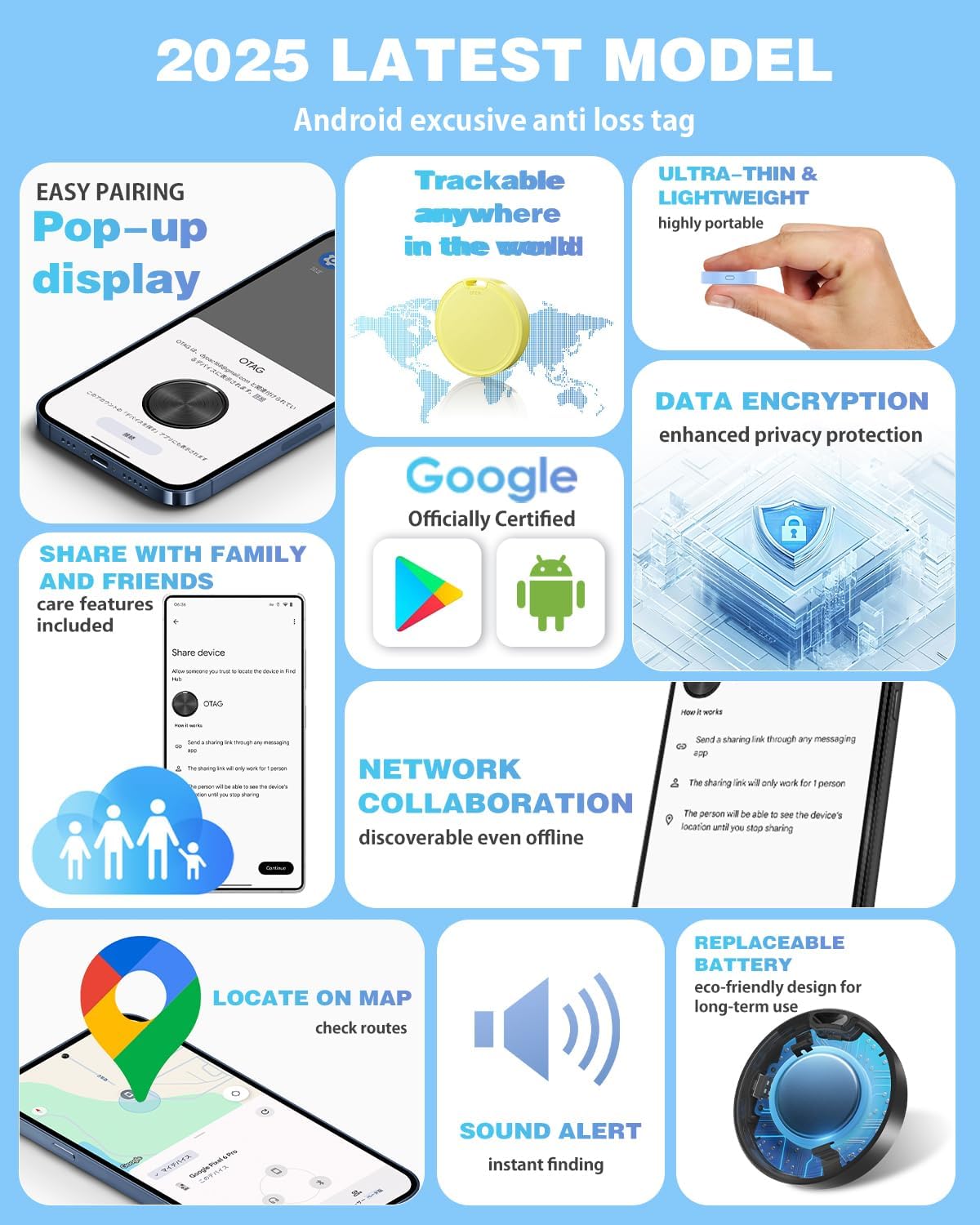 Air Tags for Android,Air Tags-4 Pack Android,Android Tracker Tags with 4 Case,2 Year Battery Life,Google Find Trackers for Google'S Find Hub App,IP65 Waterproof Luggage Tracker Android,4 Colour