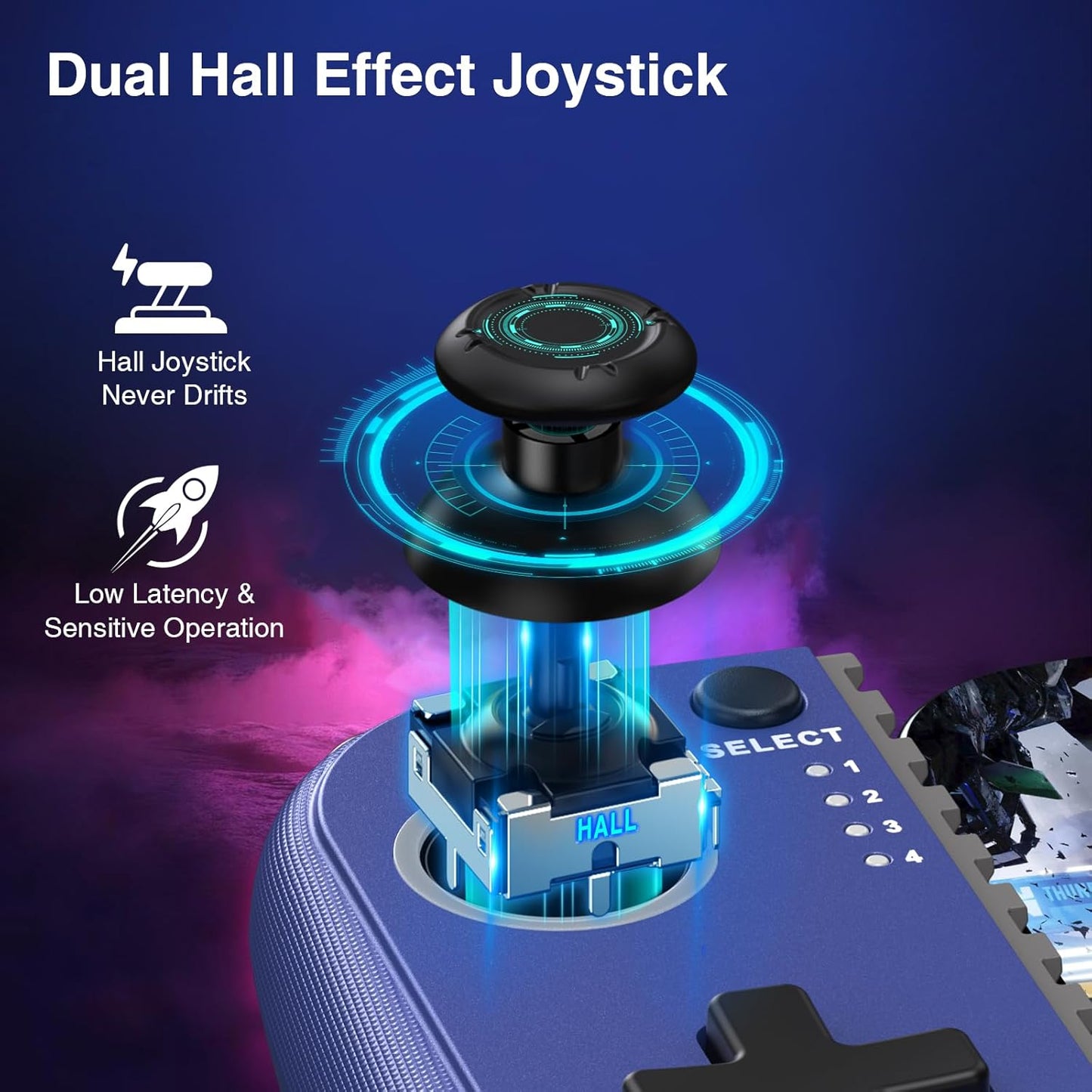NealGamefy Phone Controller for iPhone/Android - Mobile Gaming Controller with Hall Effect Joystick, Phone Case Support,Turbo Function, Dual Vibration- Phone Controller Compatible with More Games