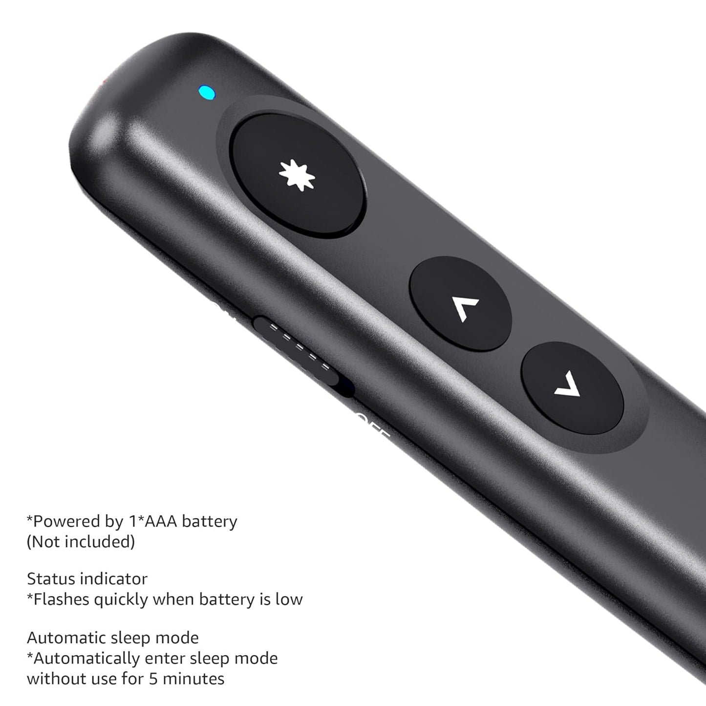 Amazon Basics Wireless Presenter, Red Laser, 2.4GHz, Battery Operated, Hyperlink