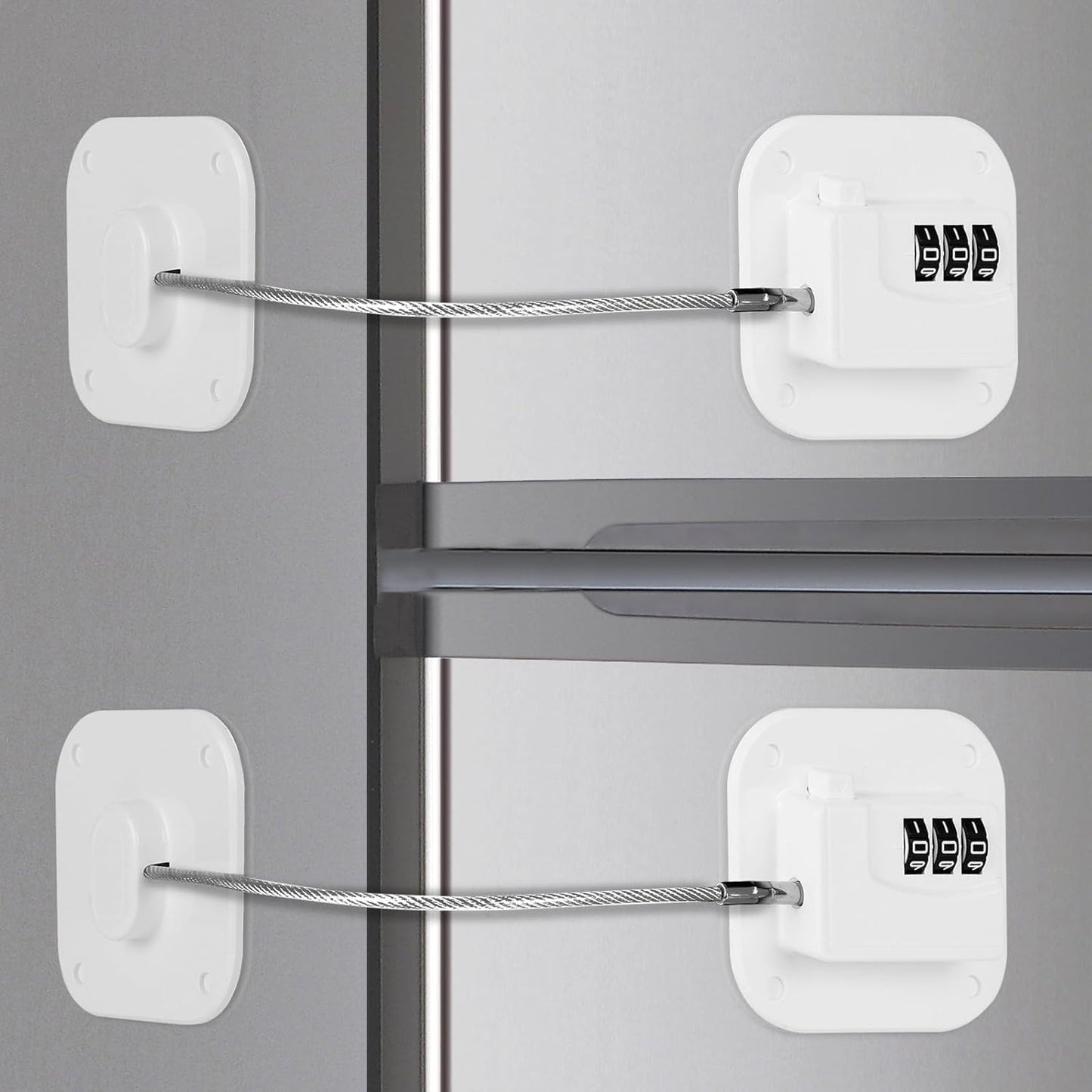 Refrigerator Lock, Combination Lock for Refrigerator Cabinets, Drawers, Heavy Duty Fridge Lock, Easy Install No Keys Needed (White-2Pack)