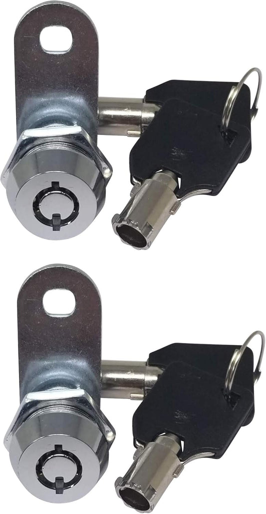 Admiral Locks Tubular Cam Lock, Keyed Alike Removable Key RV Compartment Storage Lock Cabinet Locks (Chrome Pack of 2, 5/8" 180°)