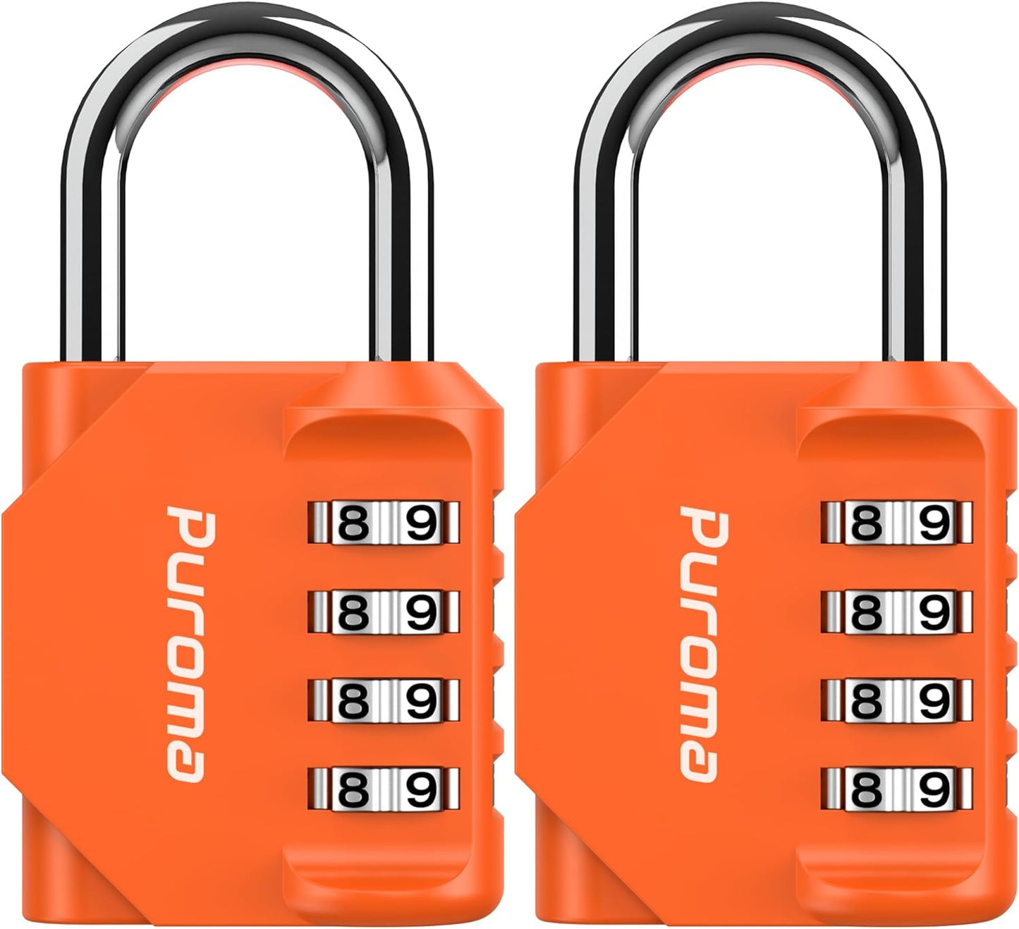 Puroma 2 Pack Combination Lock for Locker 4 Digit Outdoor Waterproof Padlock for School, Gym, Sports, Fence, Toolbox, Gate, Case, Outdoor, Hasp Storage, Cabinets (Orange)