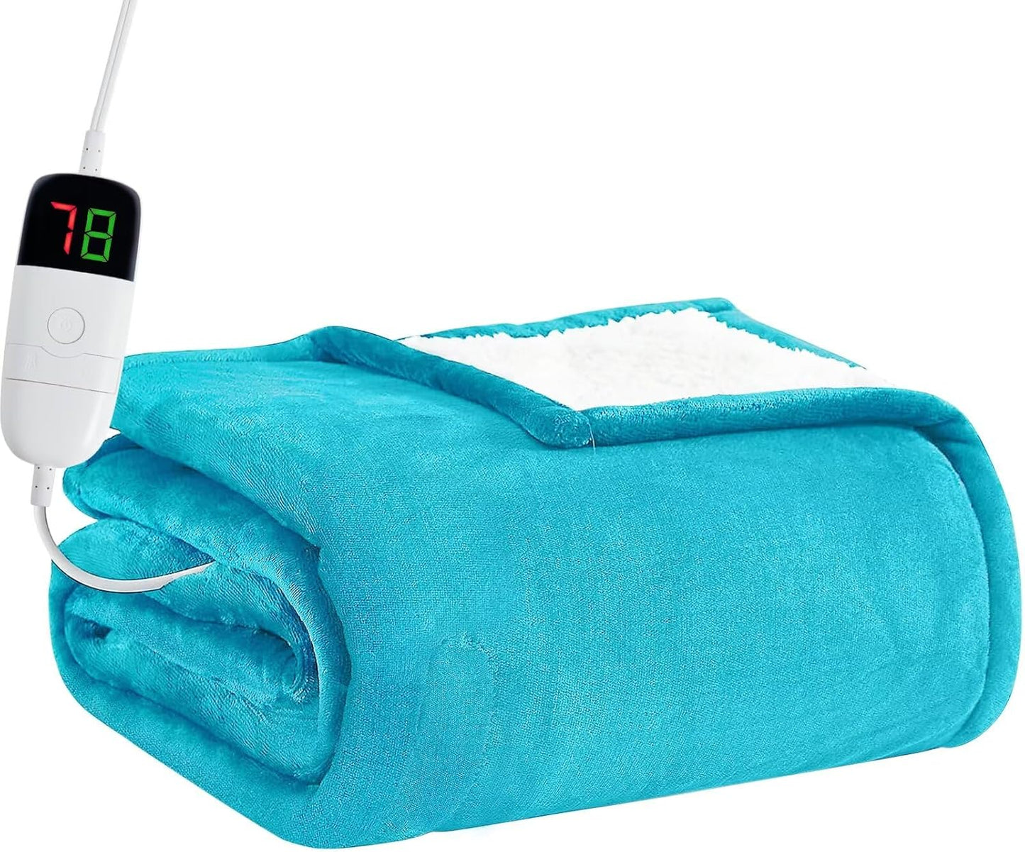 BOMOVA Heated Electric Blanket Throw Size - 50 x 60 Heating Blanket with 10 Heating Levels & 8 Hours Auto Off, Warm Flannel Blanket, Christmas Birthday Gifts for Women