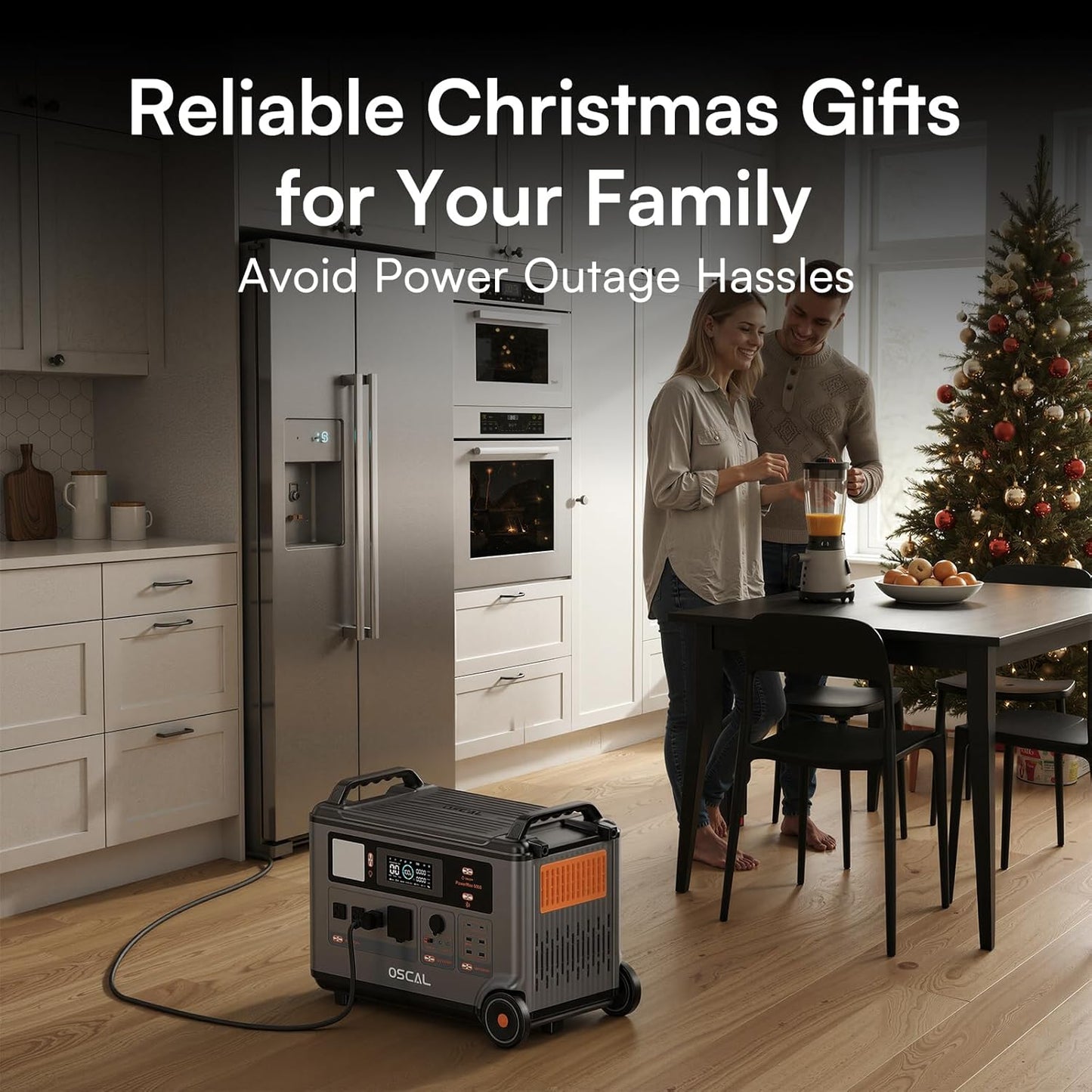 OSCAL PowerMax 6000 Solar Generator with 2x400W Solar Panel, 120V/240V Portable Power Station 6000W AC Outlets (9000W Peak), 2200W AC Charging/2400W PV Charging for Home, Emergency