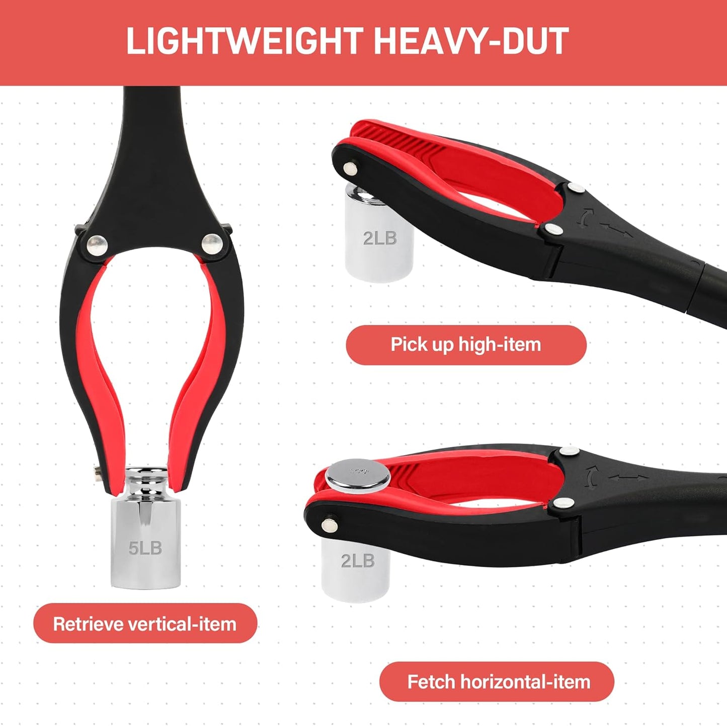 Grabber Reacher Tool - 32” Reacher Grabber Tool with Strong Magnetic and Swivel Head - Heavy Duty Pick Up Stick Grabbers for Seniors, Trash, Surgery Recovery Must Haves Gifts(Red)