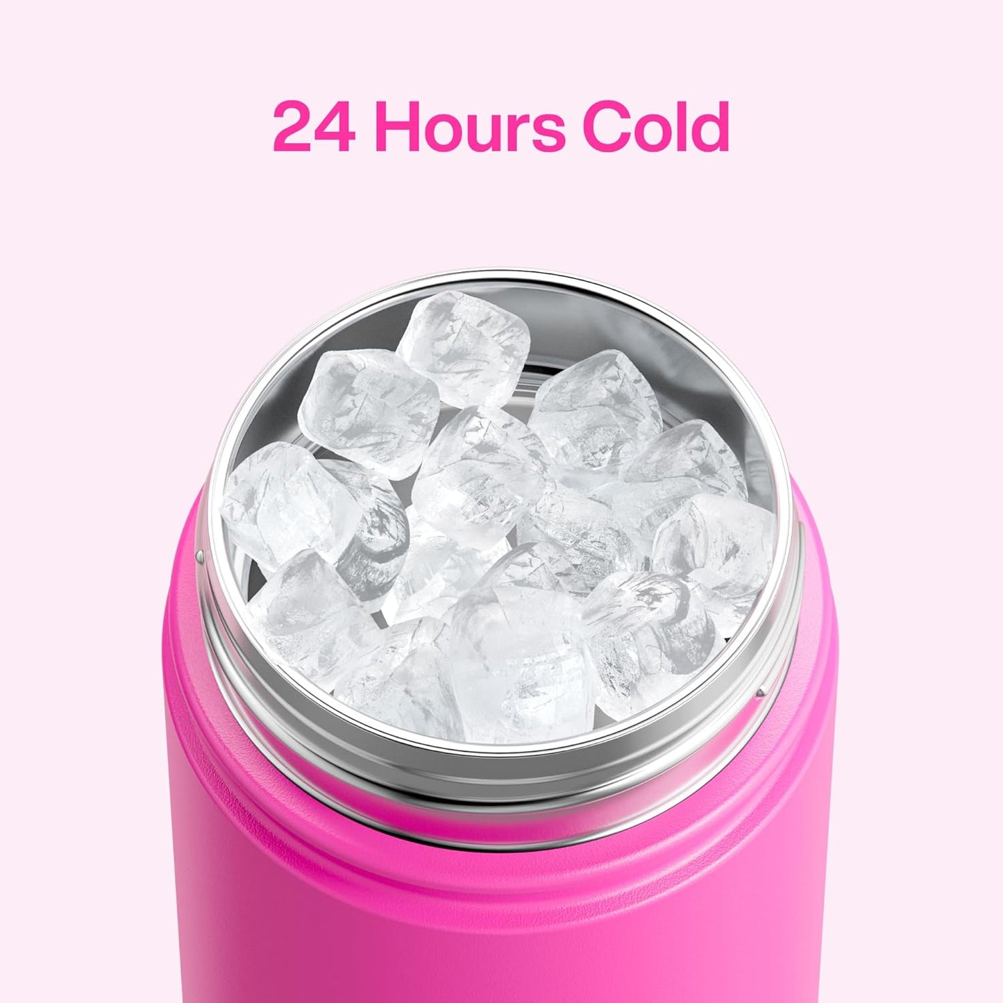ENCOOL Insulated Water Bottle with Straw Stainless Steel Water Bottle, Leak-Proof, BPA-Free, Double Wall Vacuum Keeps Cold for 24 Hours for Sports, Travel, School (18 oz, Persian Rose)