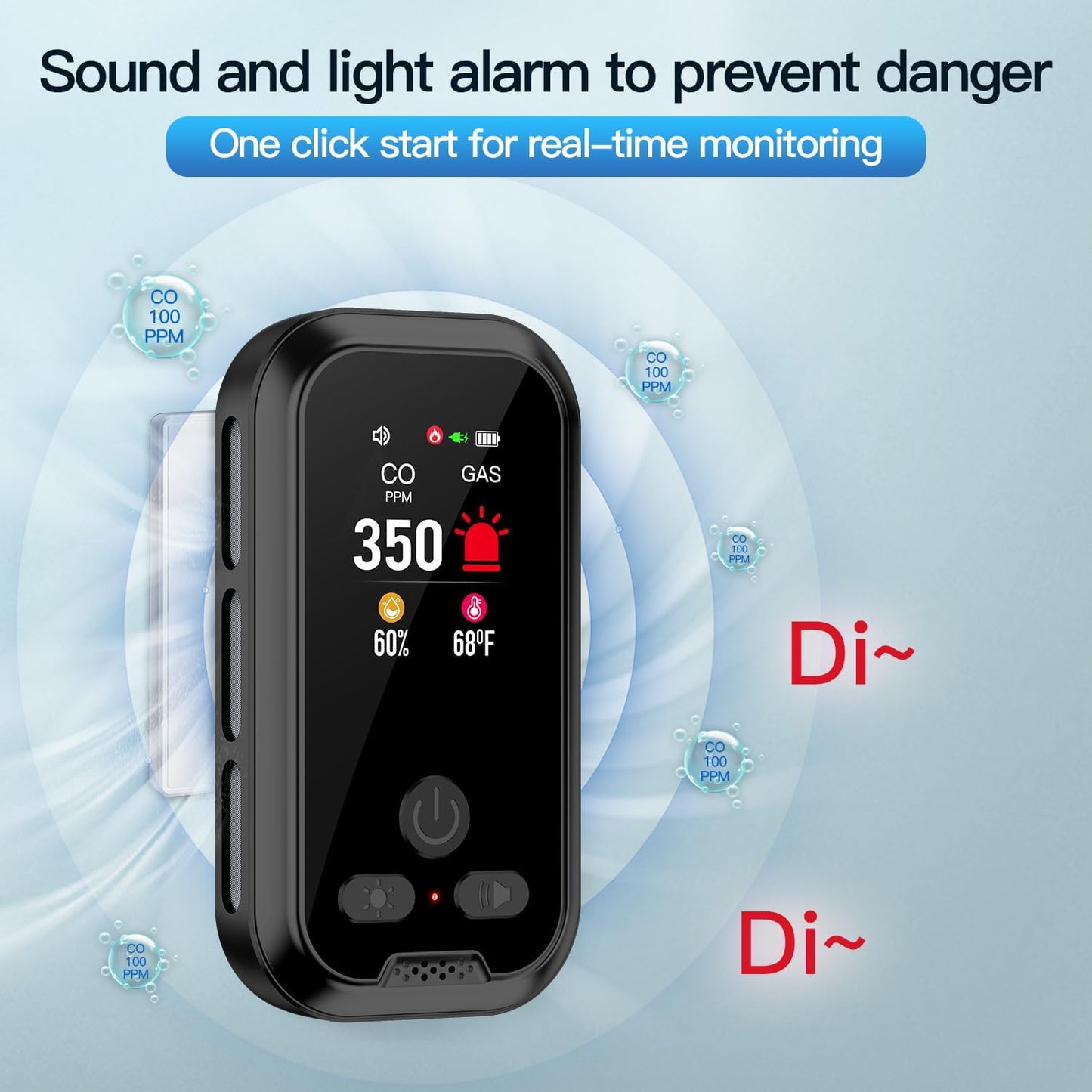 4IN1 Plug in Natural Gas & Carbon Monoxide Detectors Combination Builti-in 2000 mAh Backup Battery HD Screen [Propane Methane Gas CO Temp Humidity Sensor] Alarm for Home Hotel RV (White)
