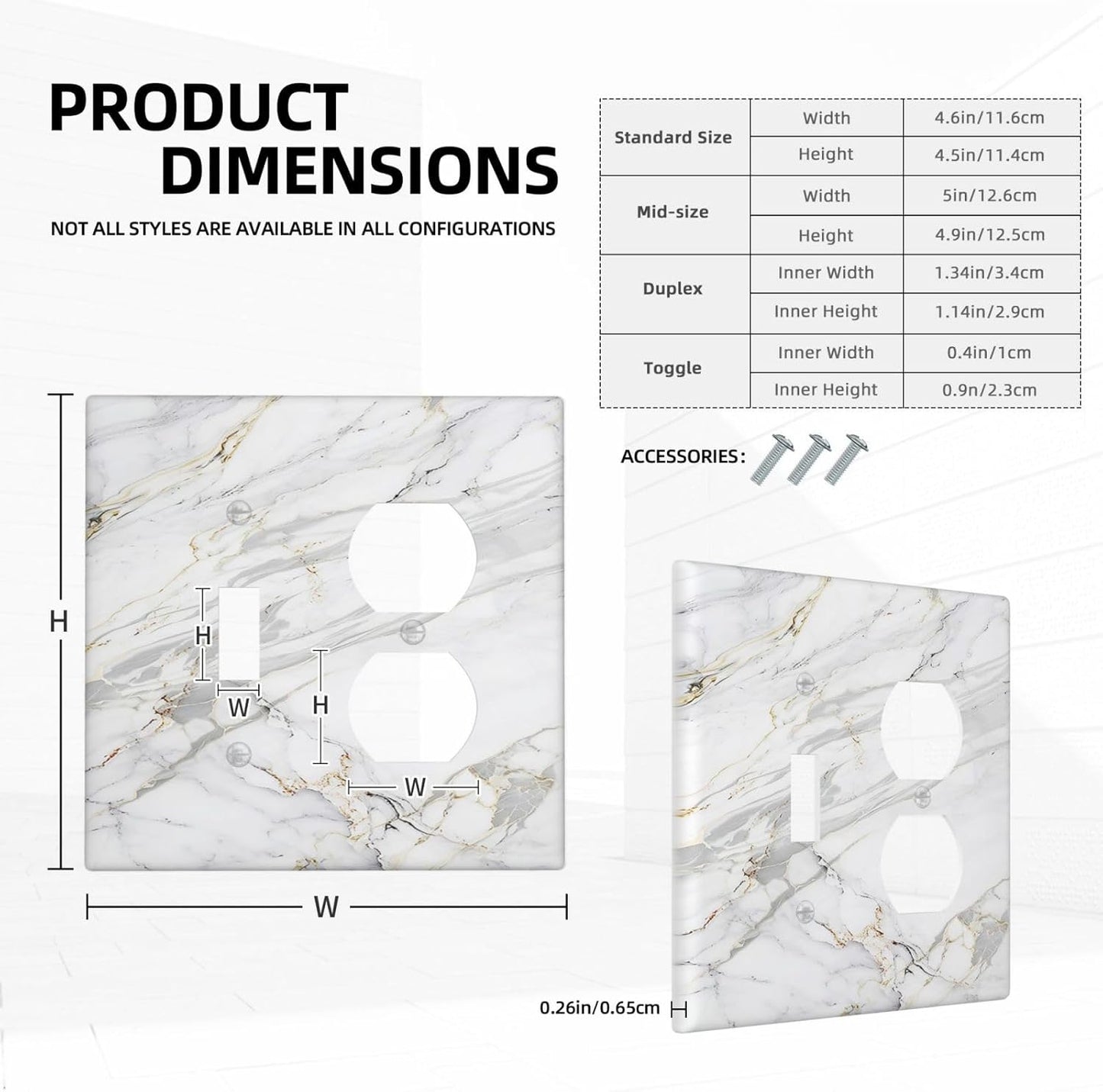 Outlet Covers Gray Gold Marble Abstract Modern Luxury 1 Toggle 1 Duplex Switch Plate Covers Electrical Light Switch Cover Plate Decorative Wall Plate Socket Cover for Bedroom Home Decor