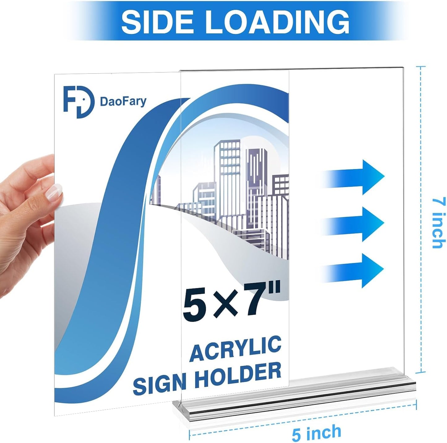 Daofary Acrylic Sign Holder 5 x 7 Inches 4 Pack, Double-Sided Stand up Table Top Paper Holder, Store Sign Holders, Plastic Sign Display for Restaurants, Hotels, Office