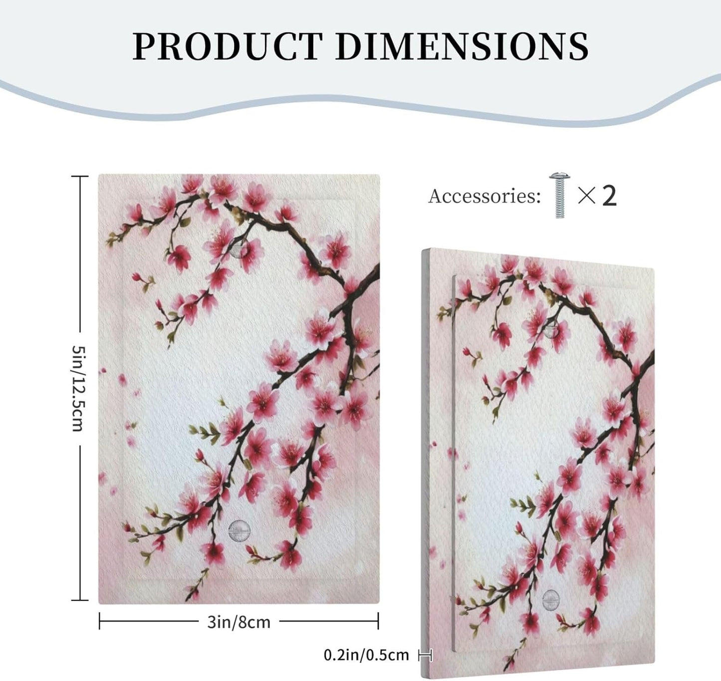 Branch with Pink Flowers Light Switch Covers No Device Wall Plate 1 Gang Decorative Blank Switchplate Electrical Faceplate for Country Living Bedroom Decor
