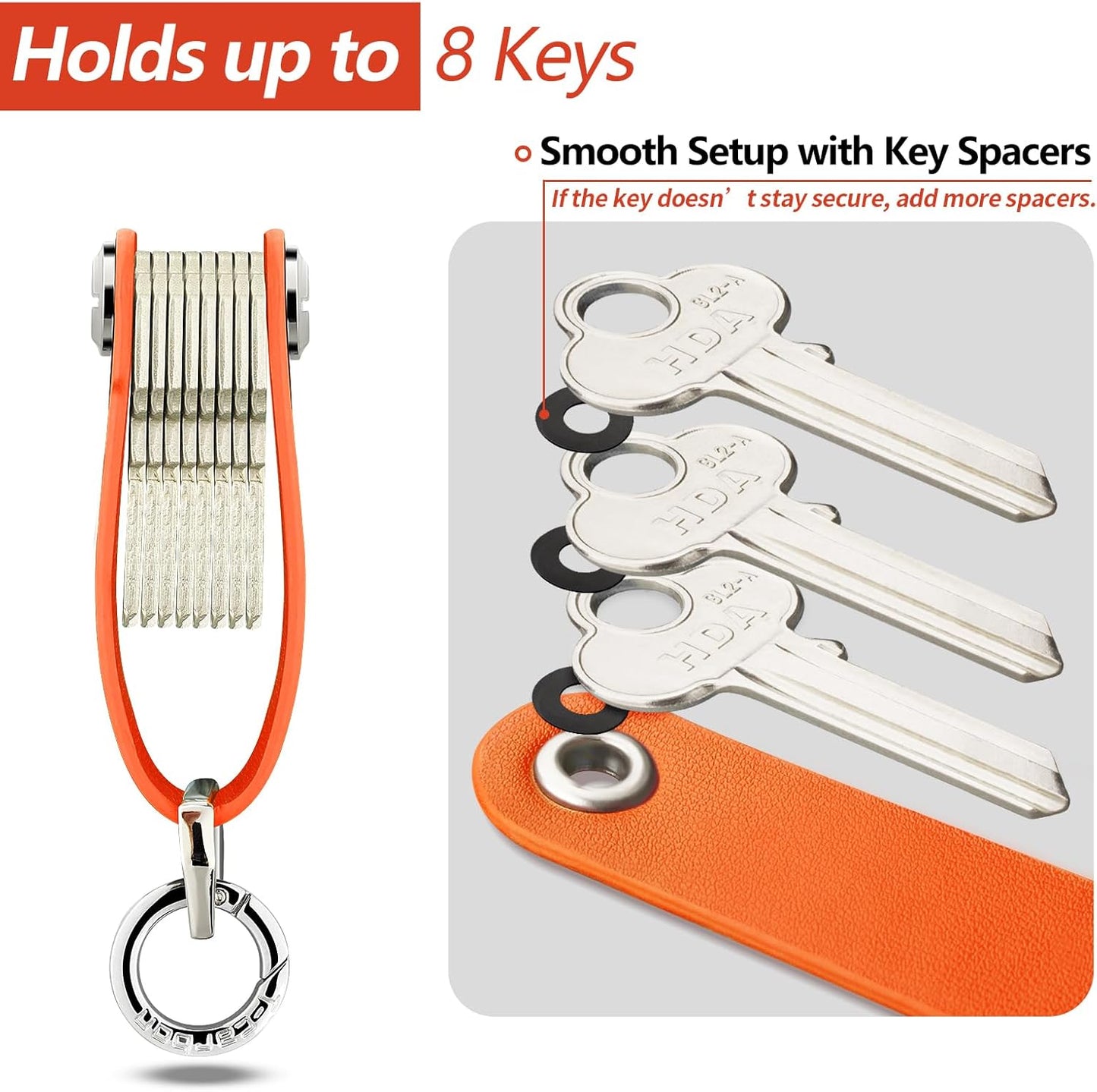 T-carbon Key Organizer, Carbon Fiber Leather Compact Key Holder, Silent Keychain, Expandable Key Case Holds Up to 8 Keys