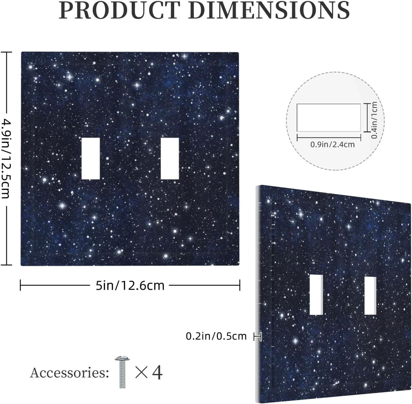 Decorative Light Switch Cover Night Sky Star Cosmic Starry Fantasy Galaxy Universe Space Double Toggle Switchplate 2 Gang Personalized Wall Plate Switchcovers Decora Light Switch Plate