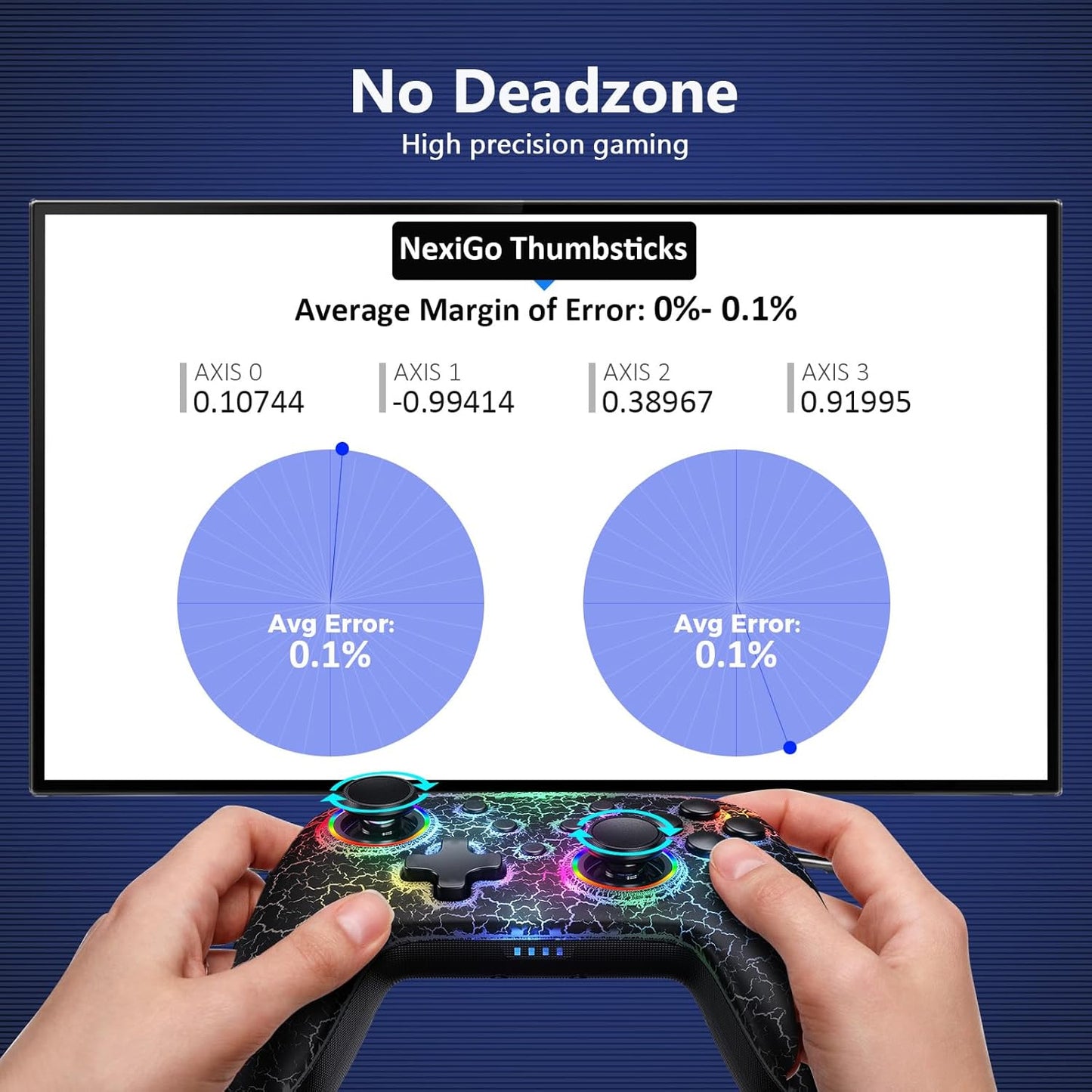 NexiGo Hall Effect Wireless Controller (No Deadzone) for Switch 2 and Switch, Controllers for Nintendo Switch, Bluetooth Switch Controller, Turbo and LED Light (Lightstorm)