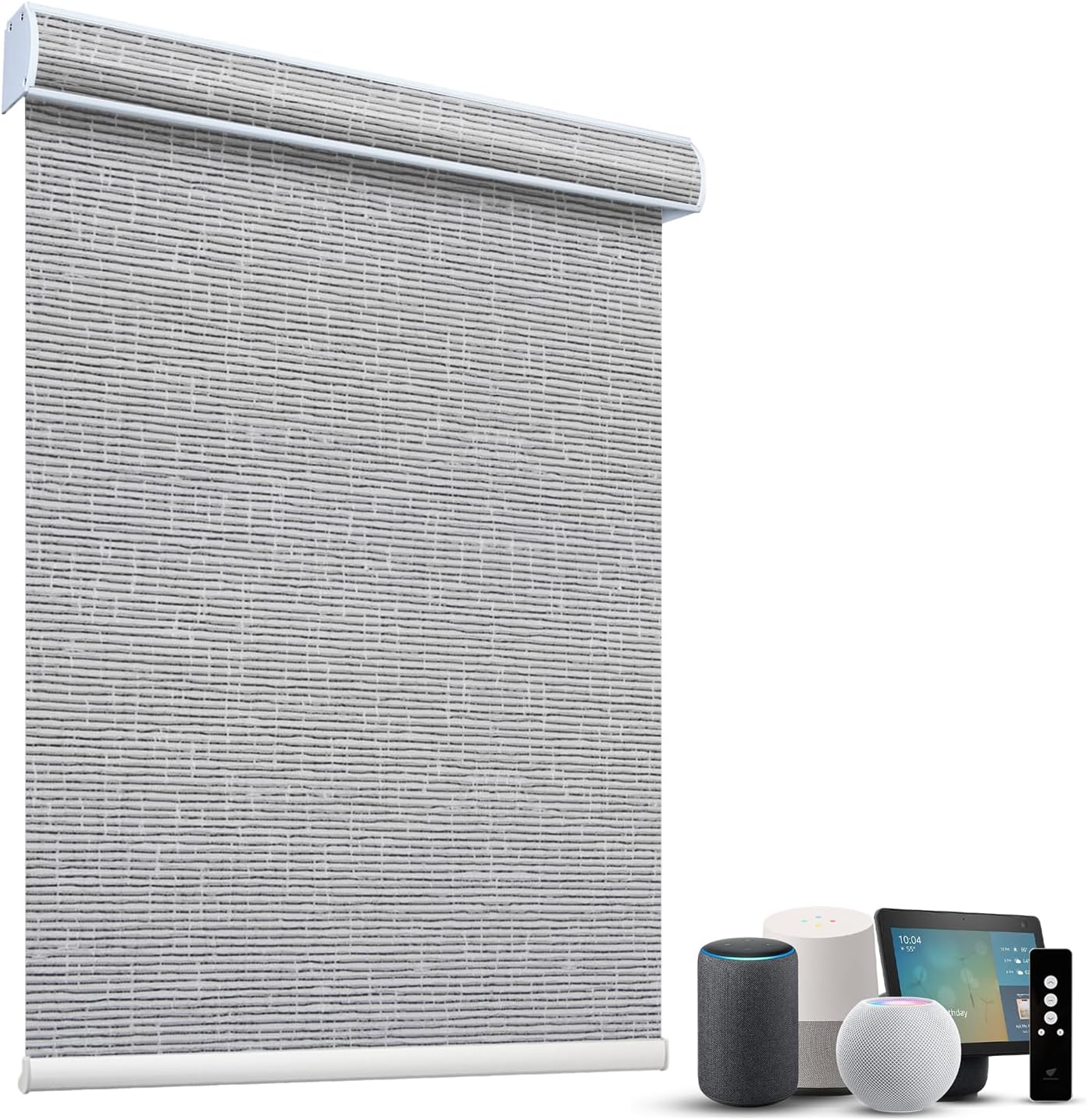 SmartWings Motorized Light Filtering Shades, 70% Blackout, Custom Size, Rechargeable Battery, Works with Matter/Apple HomeKit, Alexa, Thread/Zigbee, Remote Optional, 70% Safari Rock Grey