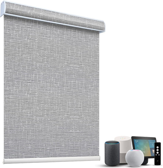 SmartWings Motorized Light Filtering Shades, 70% Blackout, Custom Size, Rechargeable Battery, Works with Matter/Apple HomeKit, Alexa, Thread/Zigbee, Remote Optional, 70% Safari Rock Grey