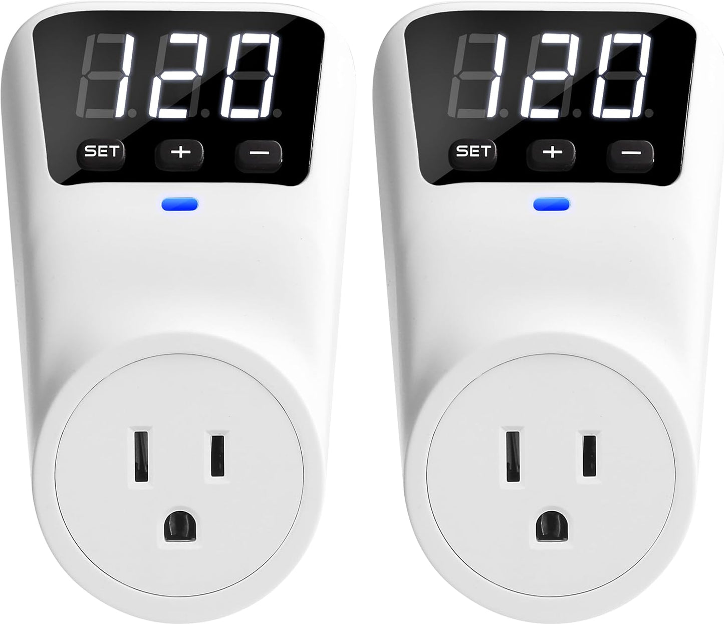 Surge Protector Voltage Stabilizers - Fireproof UL94V-1 Wall Mount Surge Protector Outlets for Refrigerator TV Appliances Real-Time Monitoring & Custom Voltage 80V-140V, 15A, 120V, 1800J,2 Pack