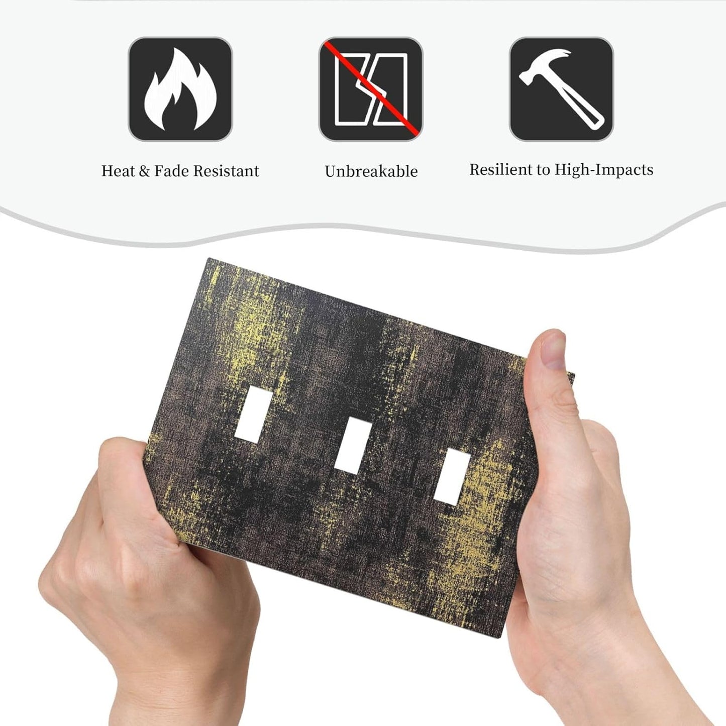 Decorative Switch Plates Vintage Industrial Rusty Metallic 3 Gang Wall Plate Triple Toggle Light Switch Cover Faceplate Electrical Wall Panels For Farmhouse Cabin Decor