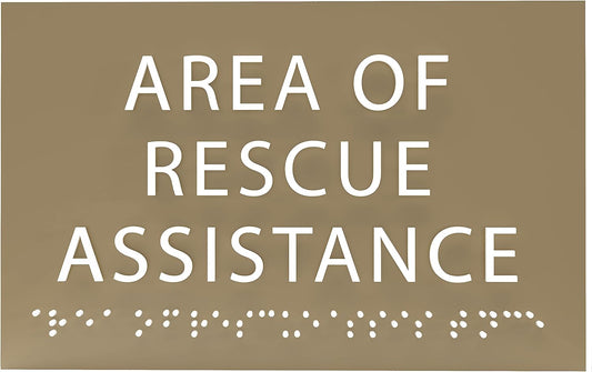 6" X4" Area of Rescue Assistance Sign- Tactile Graphics Grade 2 Braille Text ADA Compliant Sign |ADA Compliant Plastic Signs for Schools, Offices, Businesses, Apartments & Restaurants