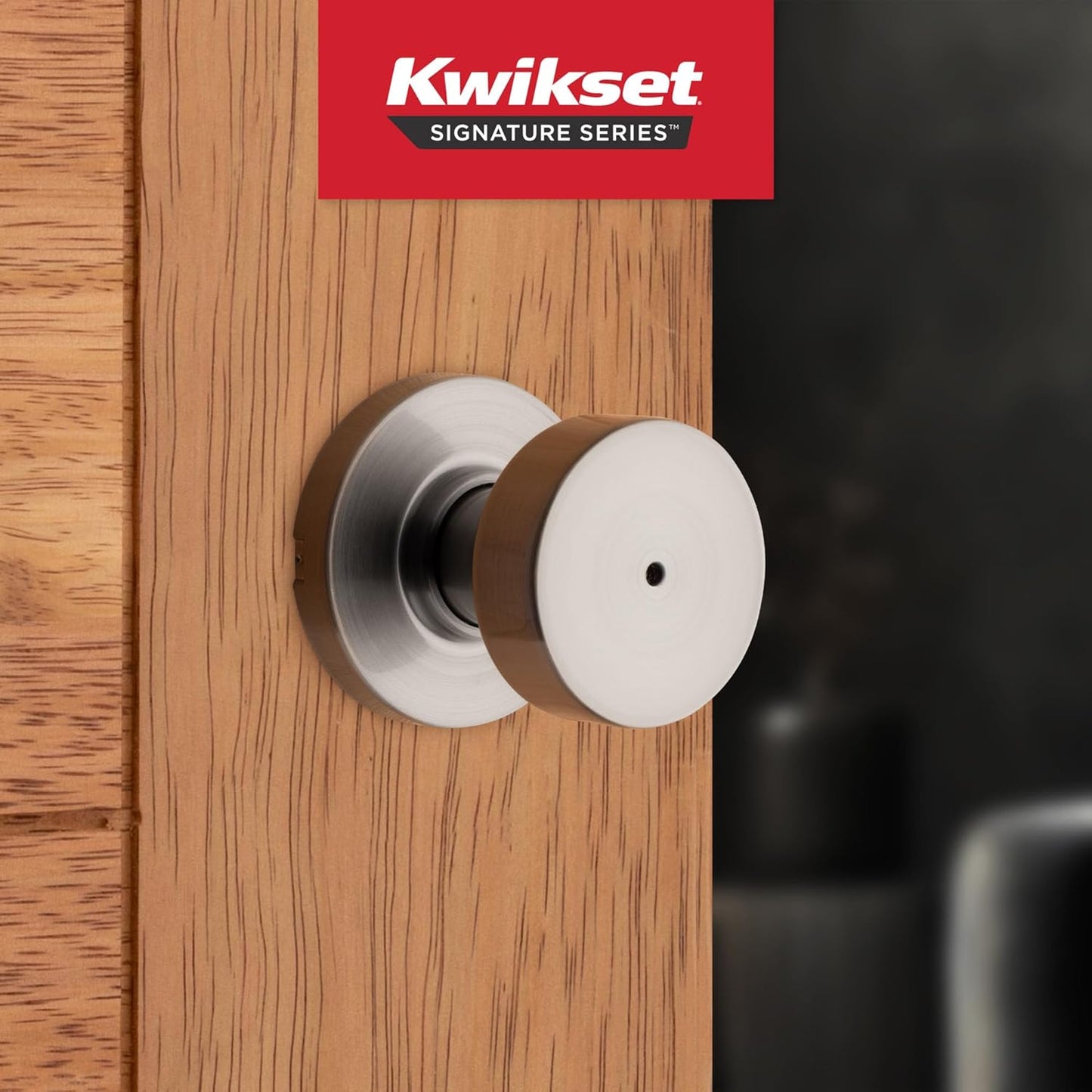 Kwikset Pismo Interior Privacy Door Knob with Lock, Door Handle for Bathroom and Bedroom, Satin Nickel Keyless Turn Lock Doorknob, with Microban Protection (Pack of 10)