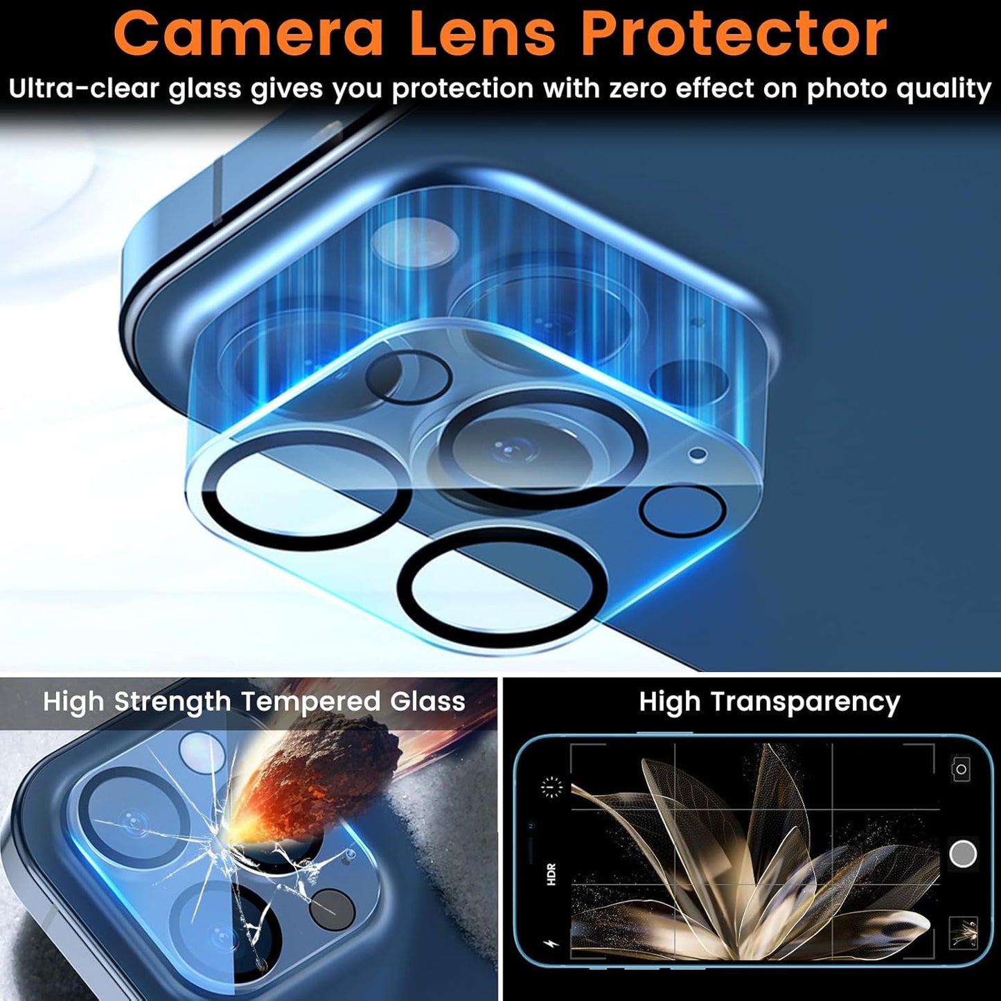3+3 Pack Privacy Screen Protector for iPhone 12 Pro Max 6.7-Inch with 3 Pack Camera Lens Protector, Anti Spy Tempered Glass Film 9H Hardness Bubble Free Case Friendly