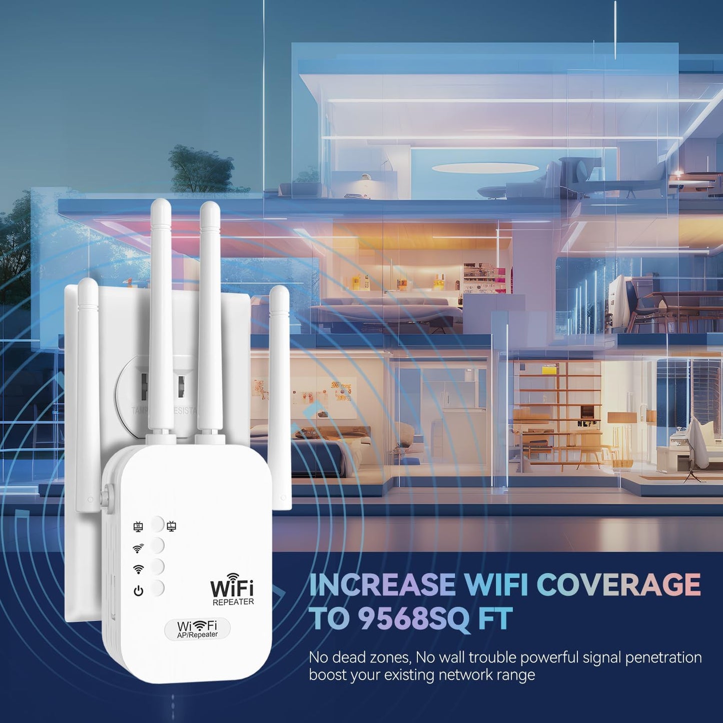 2025 WiFi Extenders Signal Booster for Home Long Range Up to 9800 sq. ft & 40 Devices, WiFi Extender Signal Booster, Internet Booster, Long Range WiFi Extender,Quick Setup-Medium