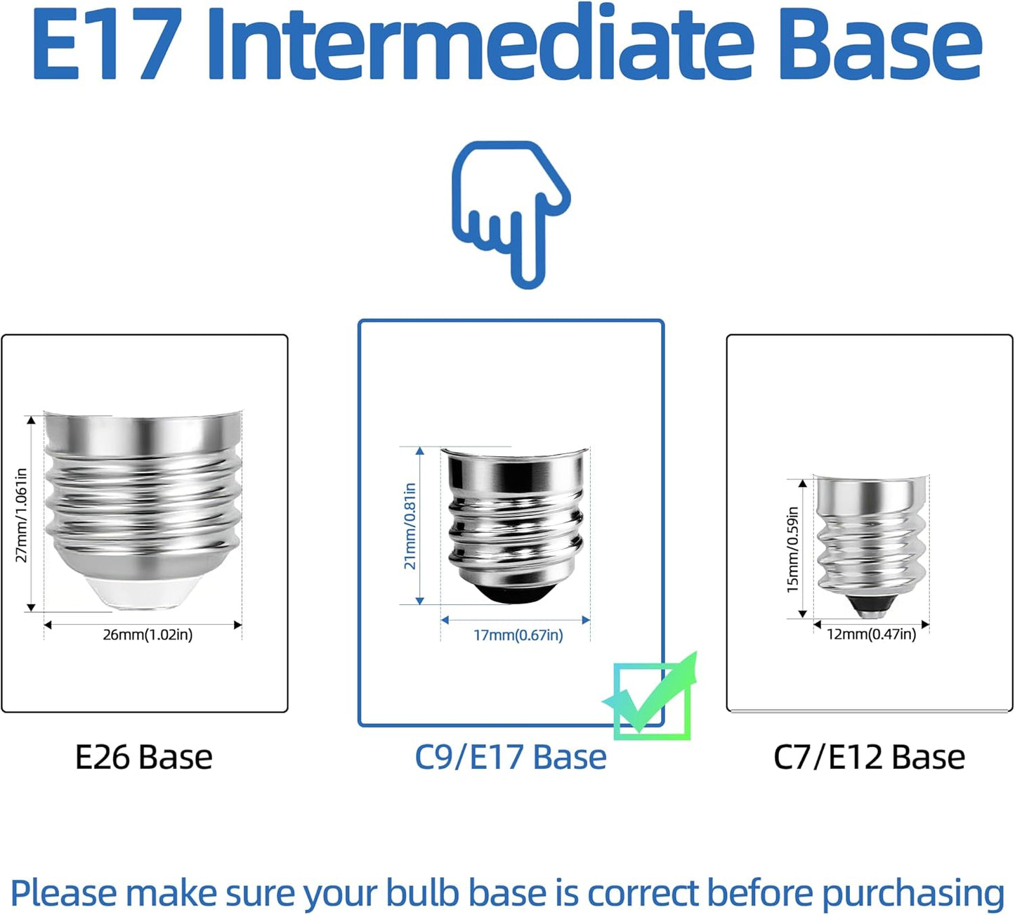 2.5 Inch E17 Intermediate Base LED Filament Bulb 360 Lumens, 5000K Daylight White Dimmable Appliance Bulb AC 120V, UL Listed T8 Microwave Light Bulbs Under Hood for Refrigerator Stove 6Pack
