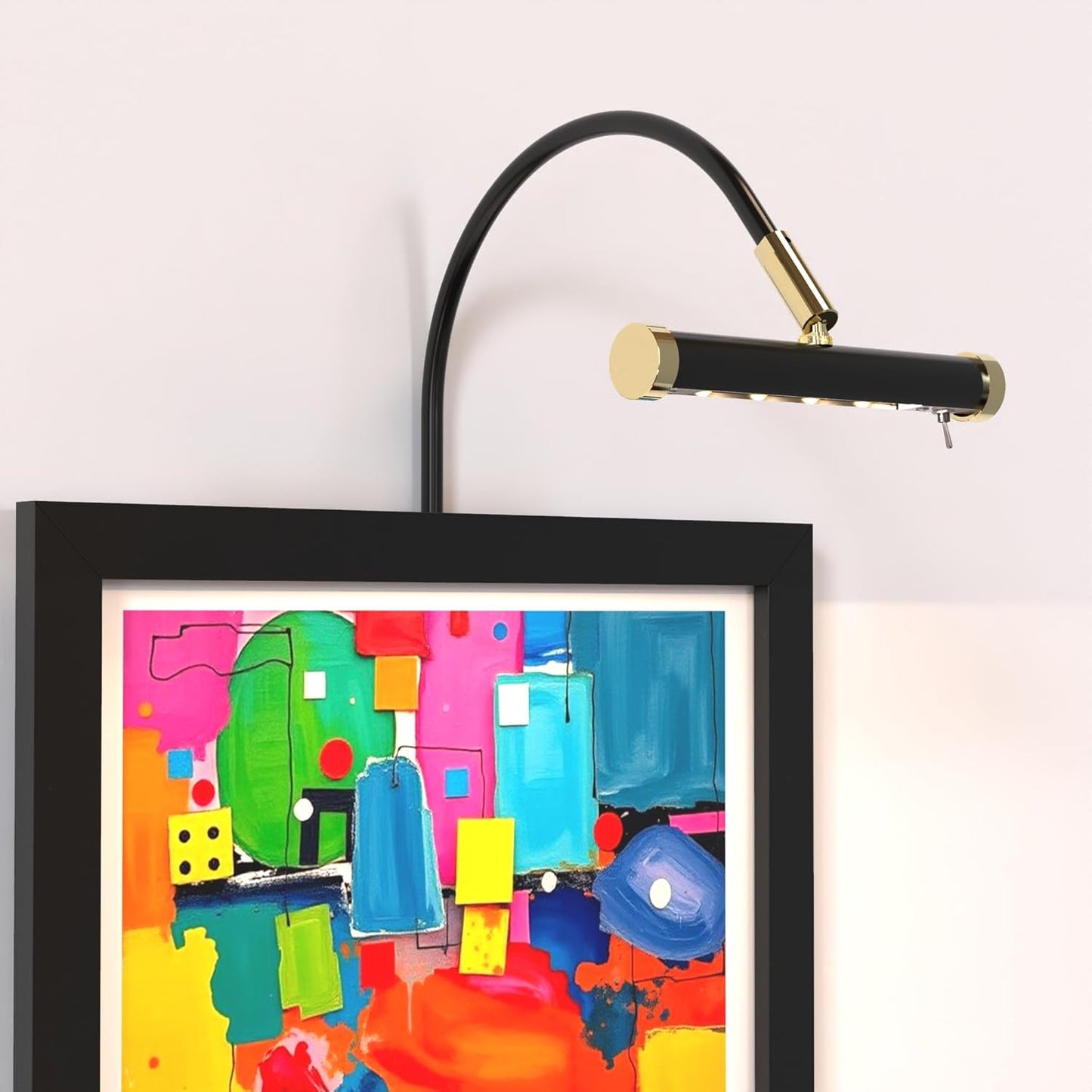 Cocoweb 6 Inch Tru-Slim Black and Brass Picture Light - LED, 2700K, Adjustable Arm, Plug-in, Toggle Switch, Sleek and Compact Design