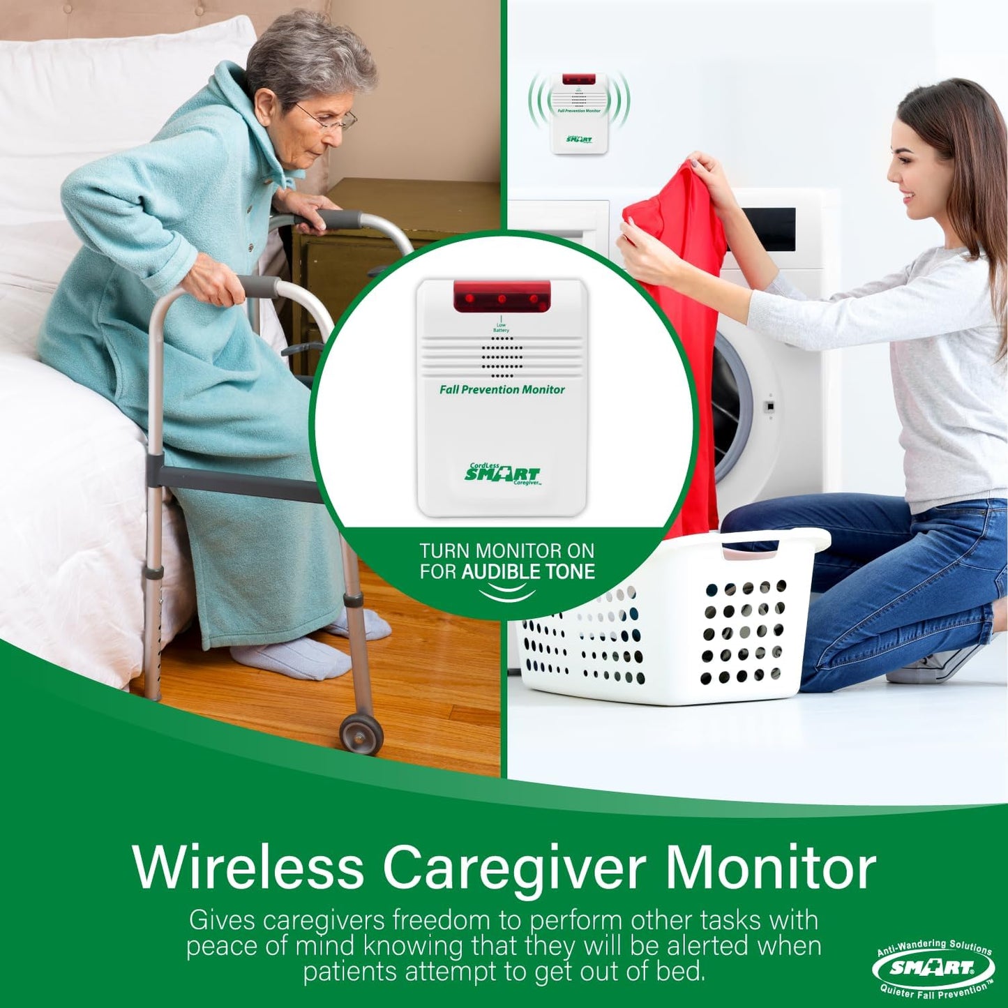 Smart Caregiver Cordless Bed and Chair Exit System - No Alarm in Resident's Room! Smart Caregiver 433BC1AC-SYS