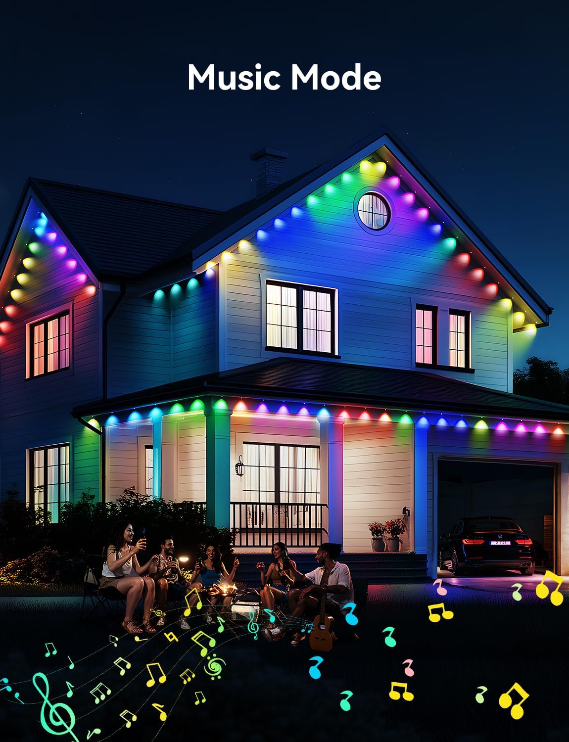 Permanent Outdoor Lights -Smart Eave Lights for House150ft with 108 LED,RGB+IC IP67 Waterproof Eternity Lighting for Daily Decor, Work with Remote, APP, Alexa, Google Assistant