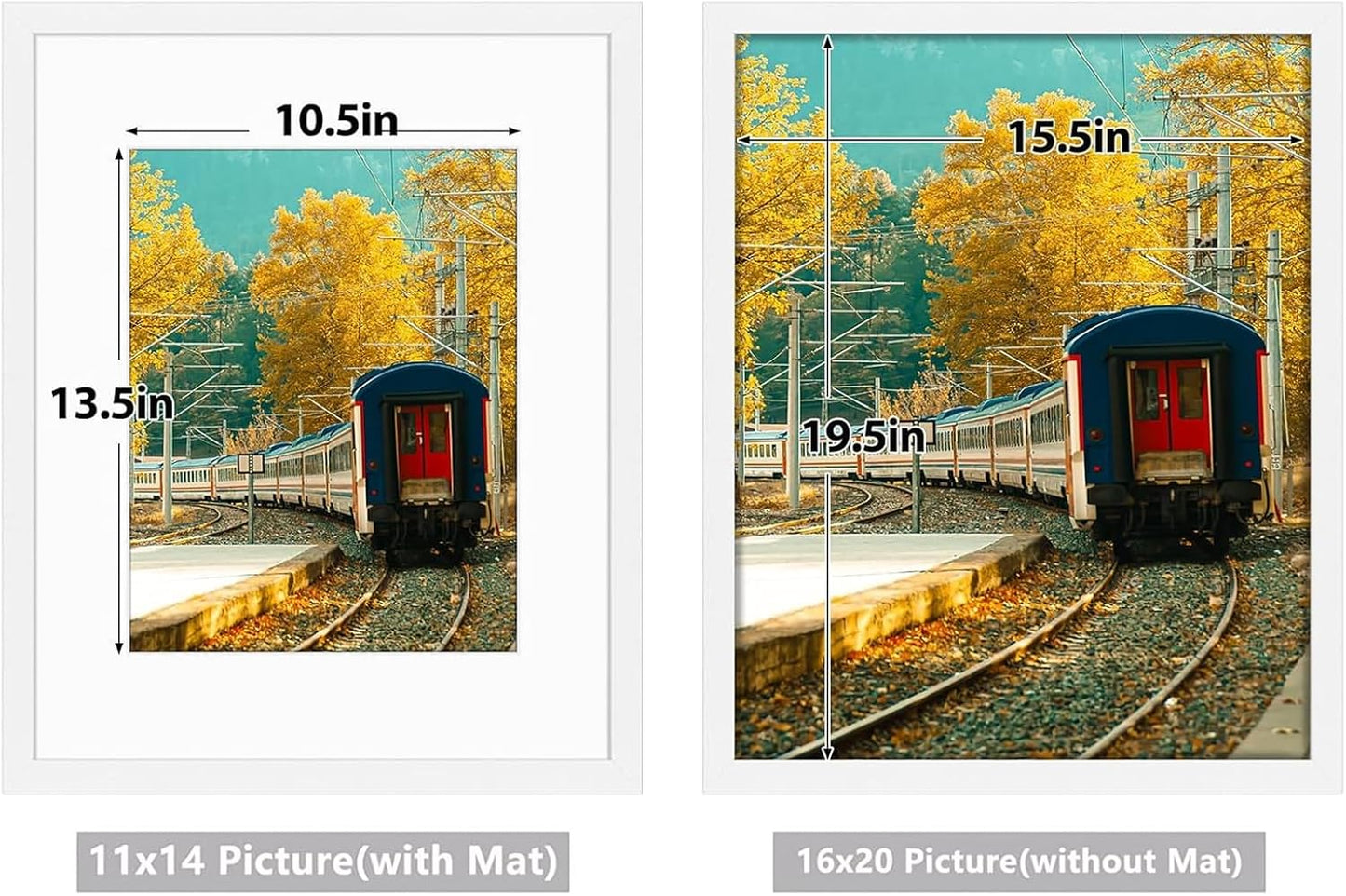 Golden State Art, 16X20 Picture Frame with Mat for 11X14 - High Definition Glass Wall Mounting Horizontal Vertical Display (White, 2 Pack)