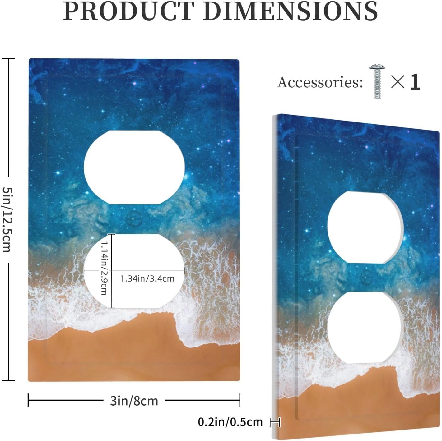 Blue Sea Ocean Beach Waves 1 Gang Duplex Receptacle Switch Wall Plate Decorative Switchplate Outlet Covers Electrical Plug Cover Faceplate for Bathroom Home Decor 5 X 3 IN