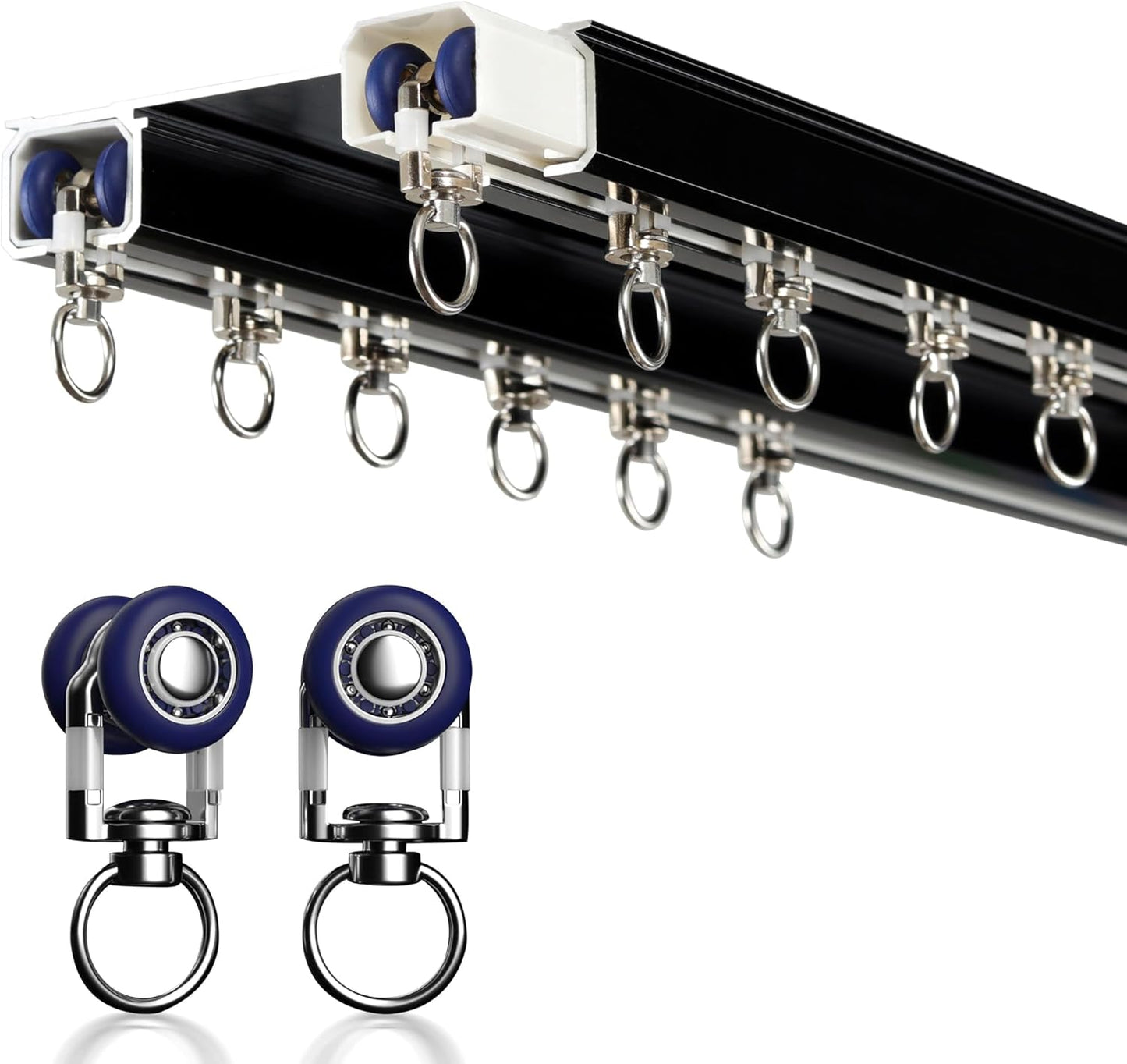 Double Row Ceiling Curtain Track - Double Rails for Curtains, Drapes, Room Dividers - Ceiling Mounted - Black, 3M