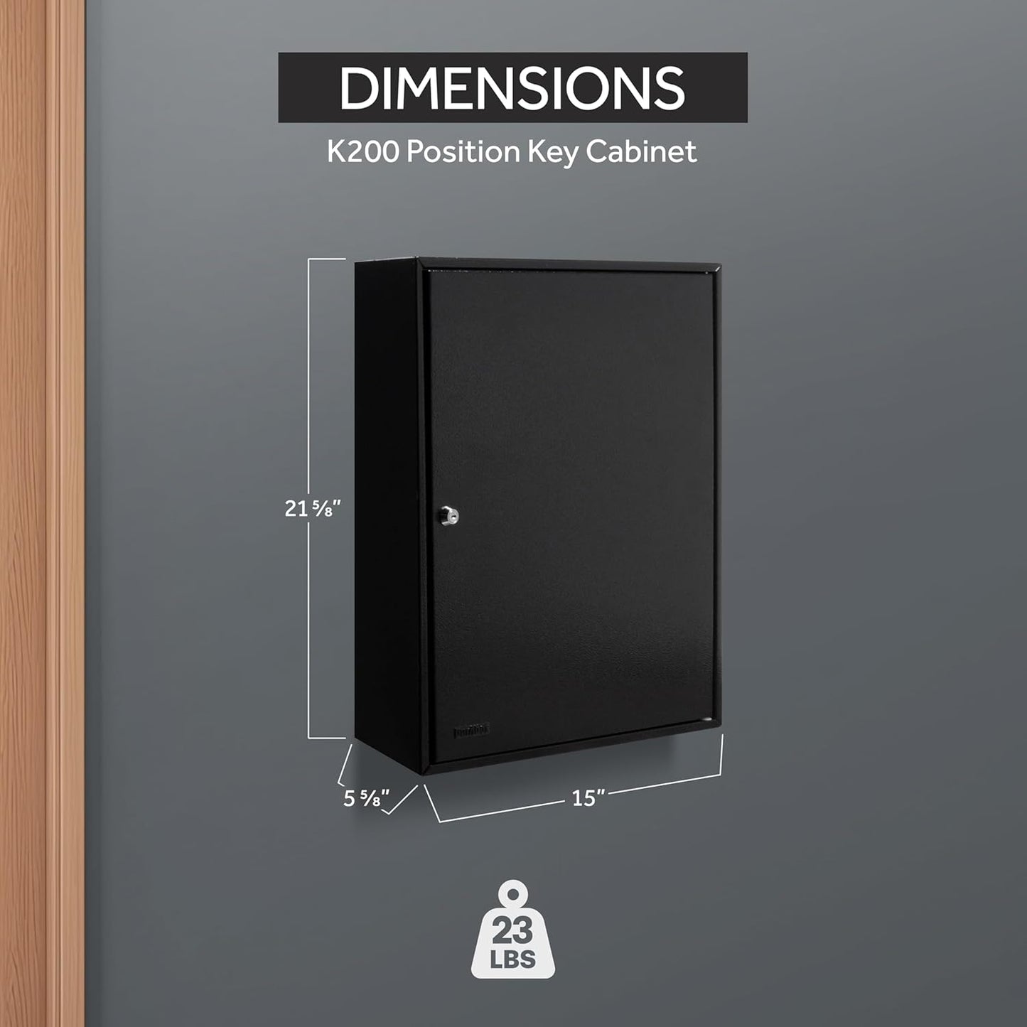 Durabox 200 Position Steel Key Cabinet - Organize and Secure Key Storage Lock Box with Numbered Hooks and Tags for Valets, Hotel, Office, Car Dealerships and More (K200) (Black)