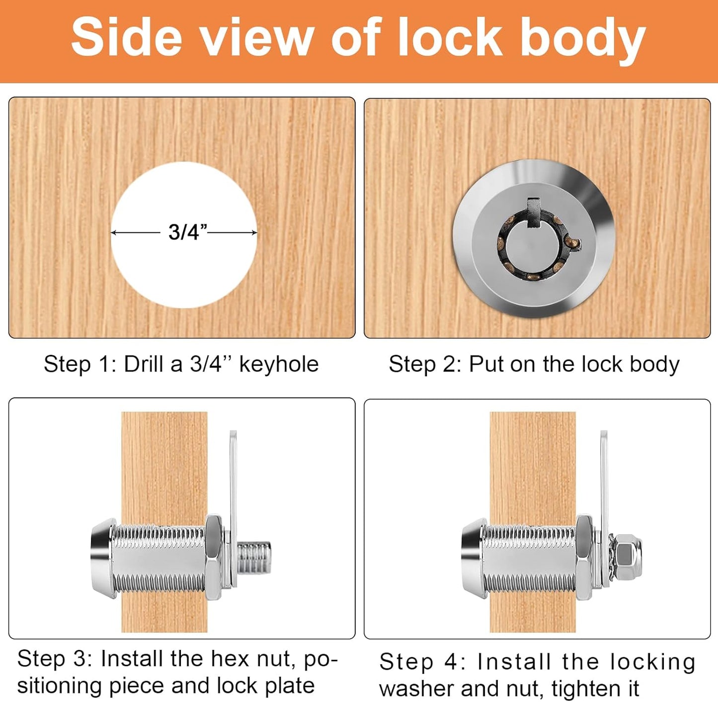 Cam Lock RV Storage Locks Black RV Compartment Keyed Alike,1" Cylinder Fits on 3/4" Max Door Thickness, Trailer Replacement Set with Keys, Chrome Finish (8, 1 Inch)