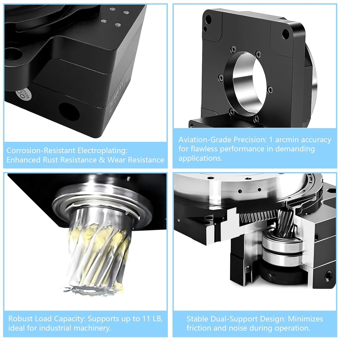 Hollow Rotary Actuator Ratio 10:1 Hollow Rotating Table Precision Rotary Reducer High Accuracy Hollow Rotary Platform for NEMA23 6.35mm 8mm Shaft/60 mm Servo Motor 14mm Shaft Alternative Cam Indexer